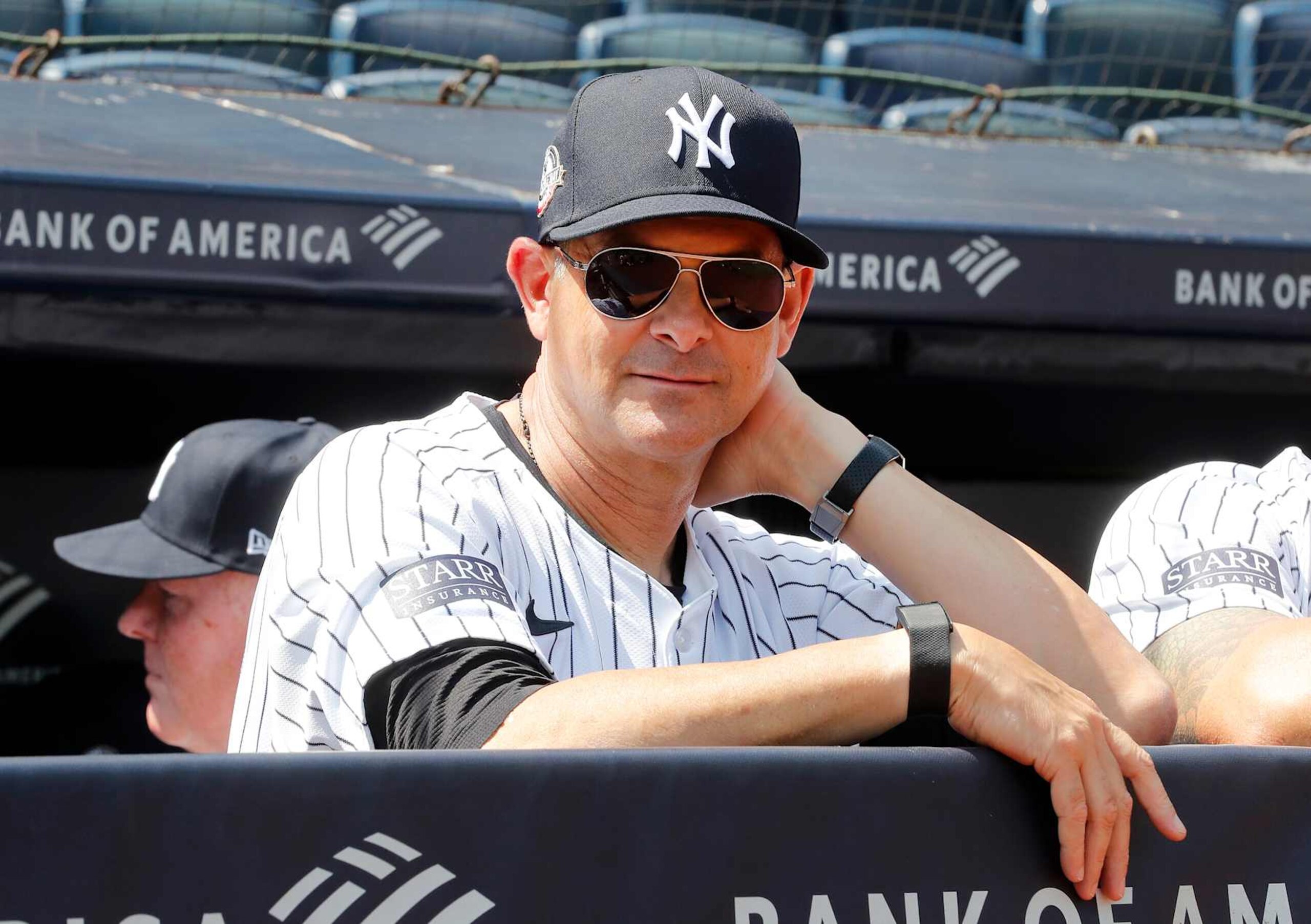 NEW YORK, NEW YORK - AUGUST 24:  Former New York Yankee and current manager Aaron Boone attends the teams Old Timer's Day prior to a game against the Colorado Rockies at Yankee Stadium on August 24, 2024 in New York City. (Photo by Jim McIsaac/Getty Images)