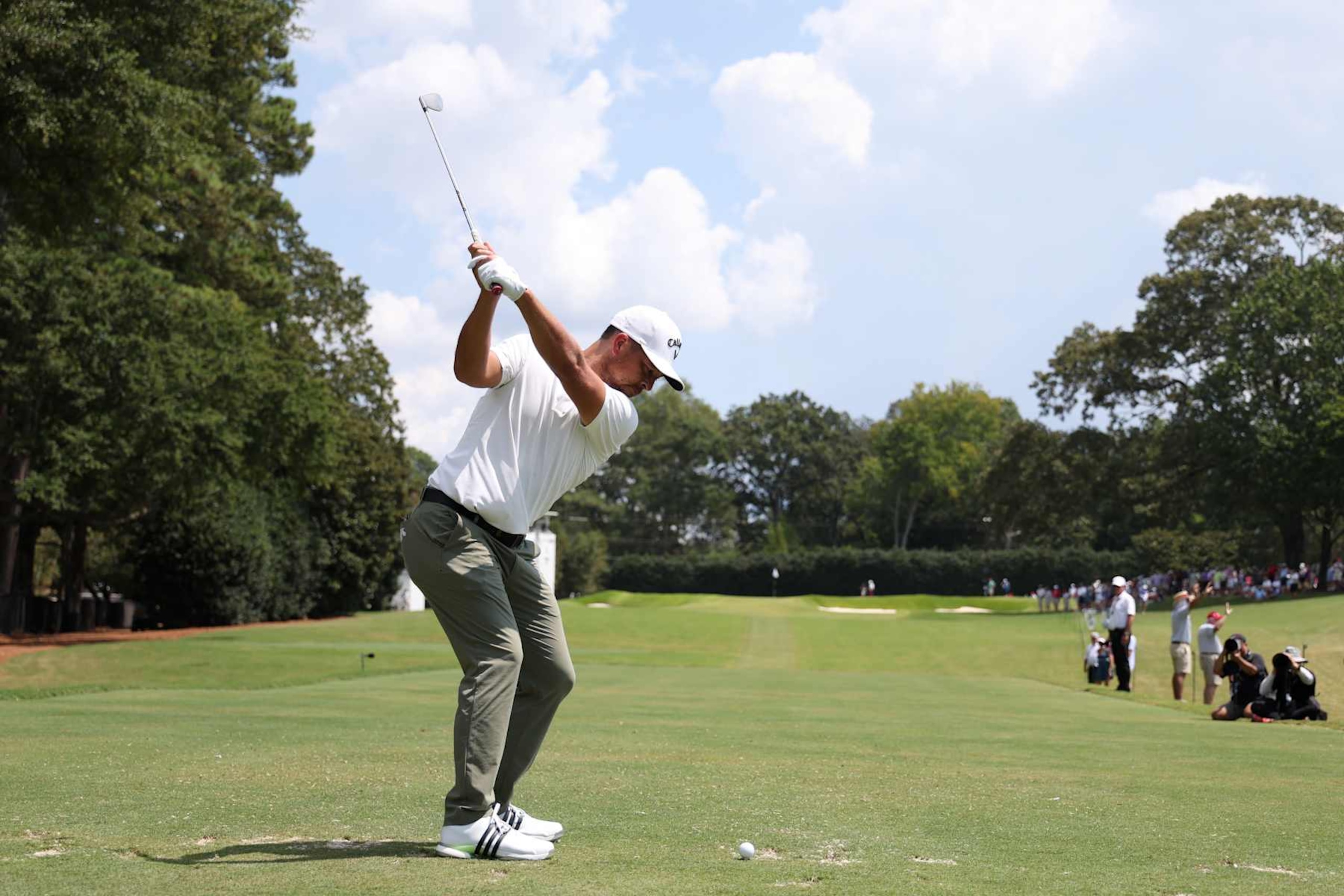ATLANTA, GEORGIA - AUGUST 30: Xander Schauffele of the United States plays his shot from the second tee during the second round of the TOUR Championship at East Lake Golf Club on August 30, 2024 in Atlanta, Georgia. (Photo by Mike Mulholland/Getty Images)