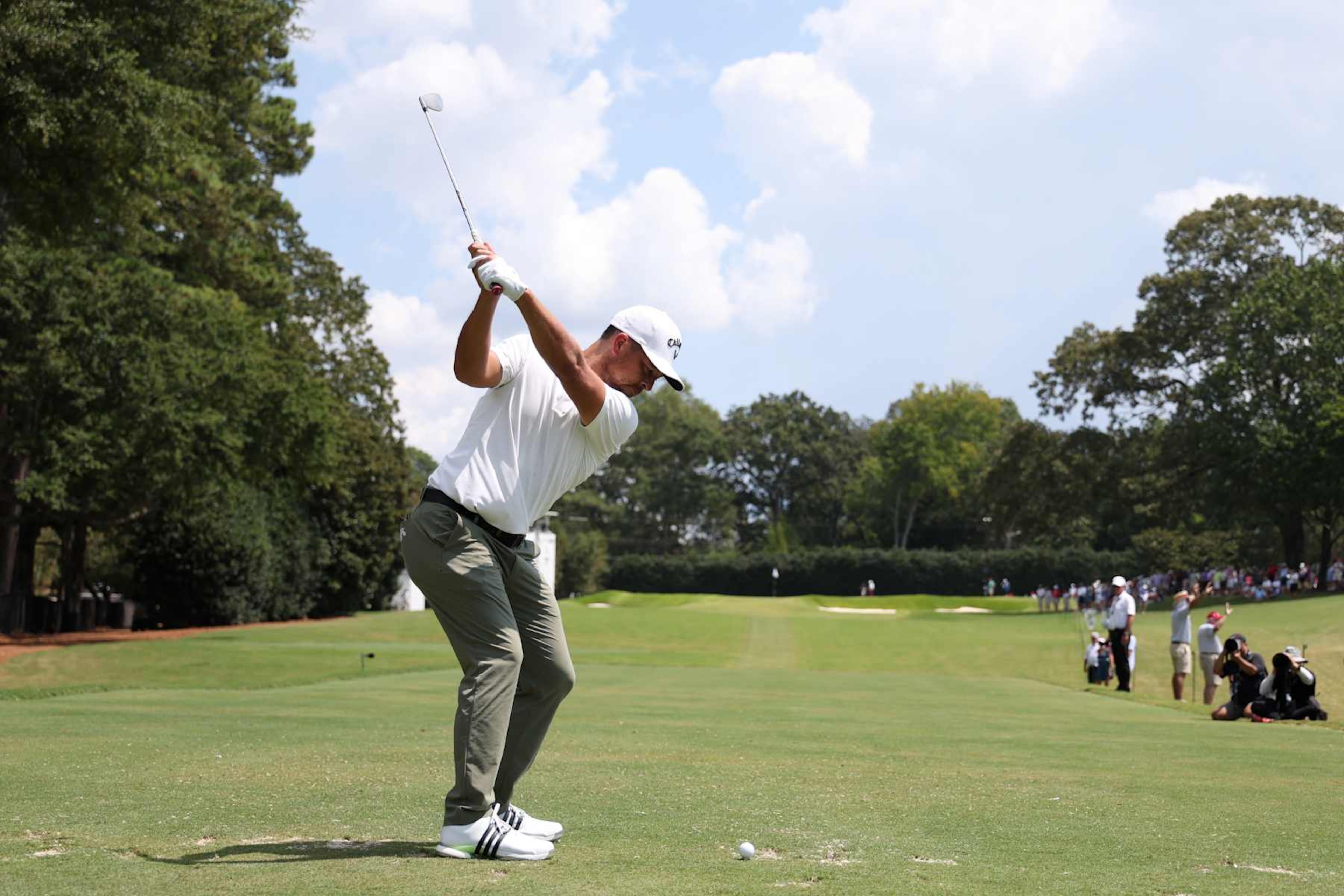 ATLANTA, GEORGIA - AUGUST 30: Xander Schauffele of the United States plays his shot from the second tee during the second round of the TOUR Championship at East Lake Golf Club on August 30, 2024 in Atlanta, Georgia. (Photo by Mike Mulholland/Getty Images)