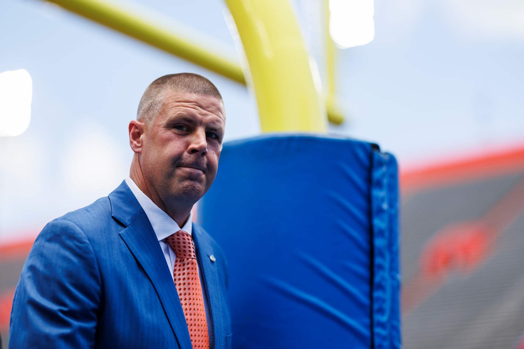 GAINESVILLE, FLORIDA - AUGUST 31: Head coach Billy Napier of the Florida Gators arrives before the start of a game against the Miami Hurricanes at Ben Hill Griffin Stadium on August 31, 2024 in Gainesville, Florida. (Photo by James Gilbert/Getty Images)