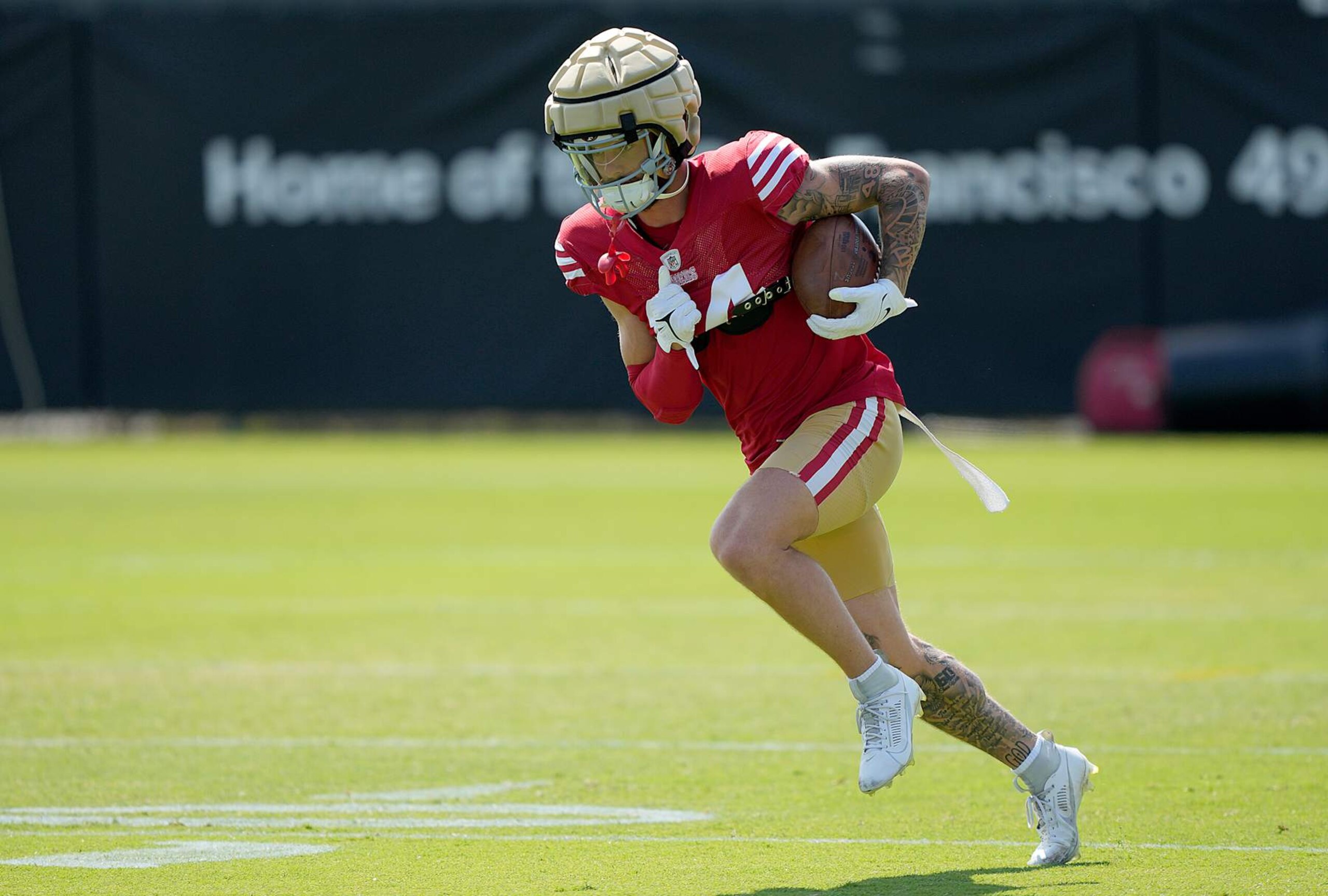 SANTA CLARA, CALIFORNIA - JULY 29: Ricky Pearsall #14 of the San Francisco 49ers works out during training camp at SAP Performance Facility on July 29, 2024 in Santa Clara, California. (Photo by Thearon W. Henderson/Getty Images) SANTA CLARA, CALIFORNIA - JULY 29: Ricky Pearsall #14 of the San Francisco 49ers works out during training camp at SAP Performance Facility on July 29, 2024 in Santa Clara, California. (Photo by Thearon W. Henderson/Getty Images)