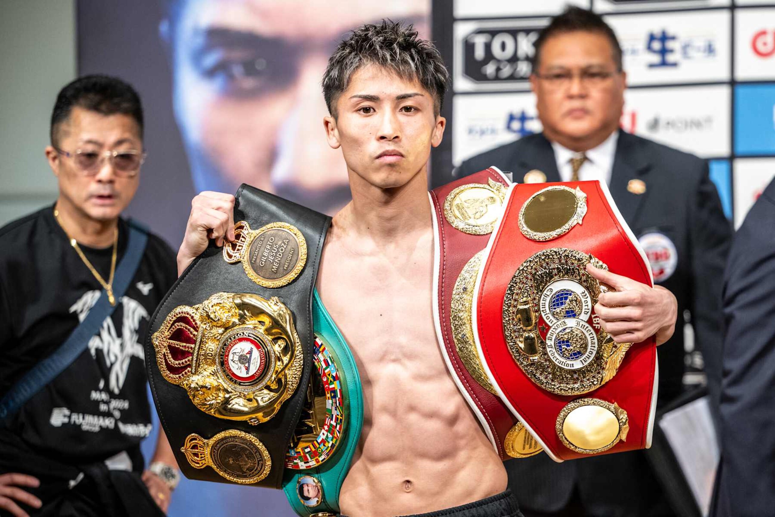 Japan's Naoya Inoue poses during the official weigh-in in Tokyo on May 5, 2024 ahead of his super-bantamweight title boxing match against Mexico's Luis Nery. (Photo by Philip FONG / AFP) (Photo by PHILIP FONG/AFP via Getty Images)