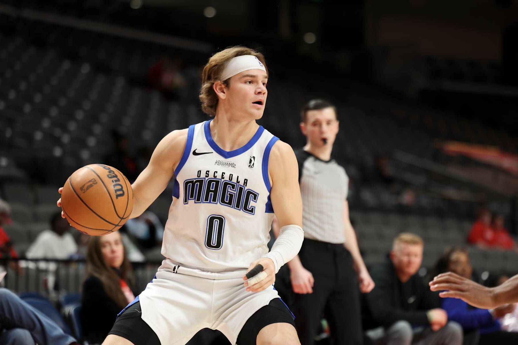 BIRMINGHAM, AL - March 19: Mac McClung #0 of the Osceola Magic dribbles during game against the Birmingham Squadron at Legacy Arena on March 19, 2024 NOTE TO USER: User expressly acknowledges and agrees that, by downloading and or using this photograph, user is consenting to the terms and conditions of Getty Images License Agreement. Mandatory Copyright Notice: Copyright 2024 NBAE (Photo by Mercedes Oliver/NBAE via Getty Images)