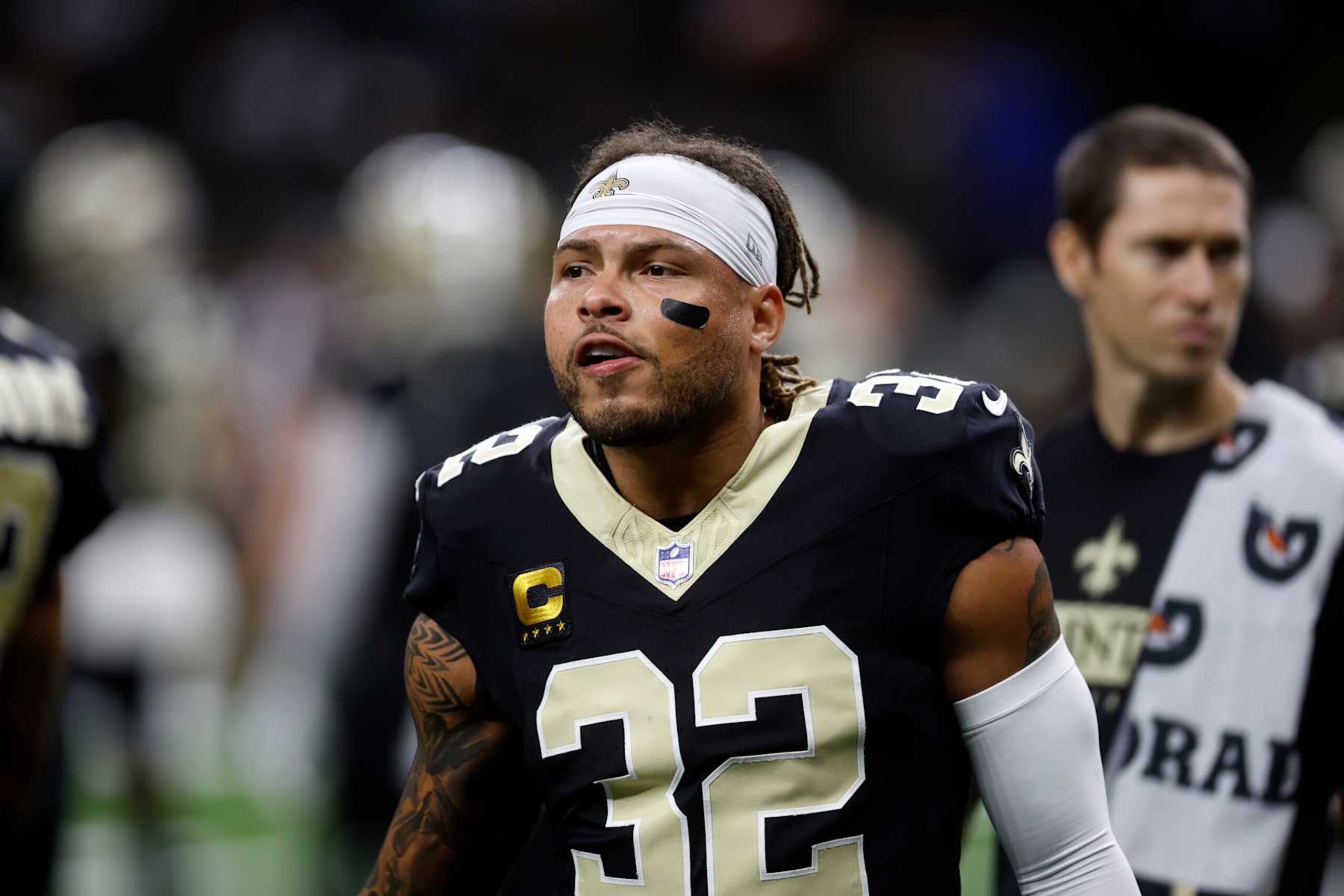 NEW ORLEANS, LOUISIANA - SEPTEMBER 08: Tyrann Mathieu #32 of the New Orleans Saints in action against the Carolina Panthers at Caesars Superdome on September 08, 2024 in New Orleans, Louisiana. (Photo by Chris Graythen/Getty Images)