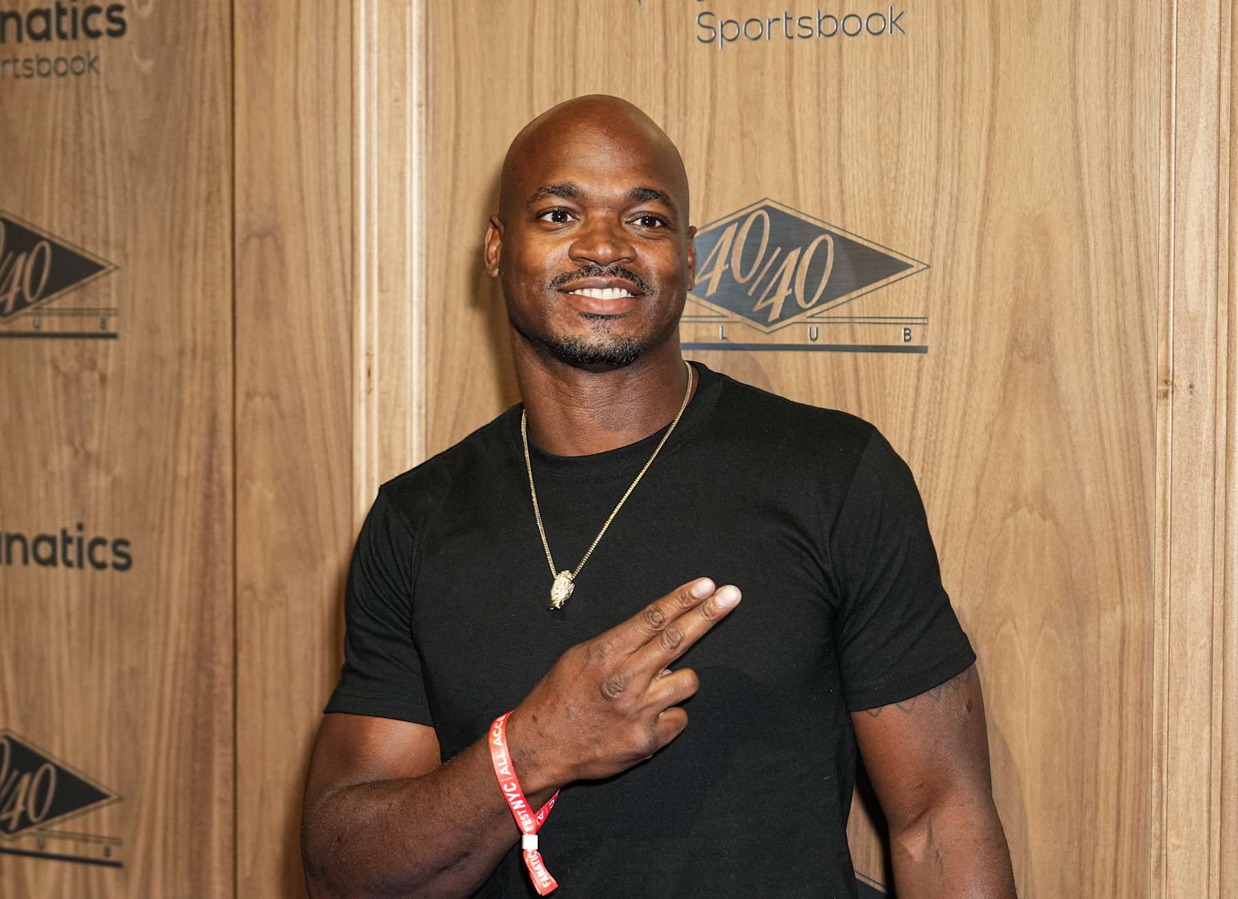 NEW YORK, NEW YORK - AUGUST 17: Adrian Peterson attends Fanatics Fest NYC at Javits Center on August 17, 2024 in New York City. (Photo by John Nacion/Getty Images)