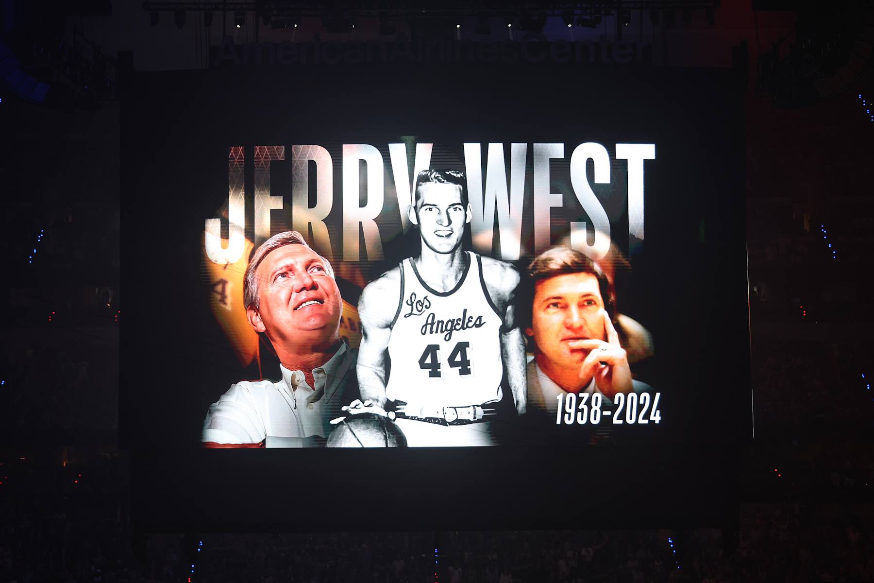 DALLAS, TX - JUNE 12: A moment of silence for Jerry West before the game between the Boston Celtics and the Dallas Mavericks during Game 3 of the 2024 NBA Finals on June 12, 2024 at the American Airlines Center in Dallas, Texas. NOTE TO USER: User expressly acknowledges and agrees that, by downloading and or using this photograph, User is consenting to the terms and conditions of the Getty Images License Agreement. Mandatory Copyright Notice: Copyright 2024 NBAE (Photo by Joe Murphy/NBAE via Getty Images) DALLAS, TX - JUNE 12: A moment of silence for Jerry West before the game between the Boston Celtics and the Dallas Mavericks during Game 3 of the 2024 NBA Finals on June 12, 2024 at the American Airlines Center in Dallas, Texas. NOTE TO USER: User expressly acknowledges and agrees that, by downloading and or using this photograph, User is consenting to the terms and conditions of the Getty Images License Agreement. Mandatory Copyright Notice: Copyright 2024 NBAE (Photo by Joe Murphy/NBAE via Getty Images)