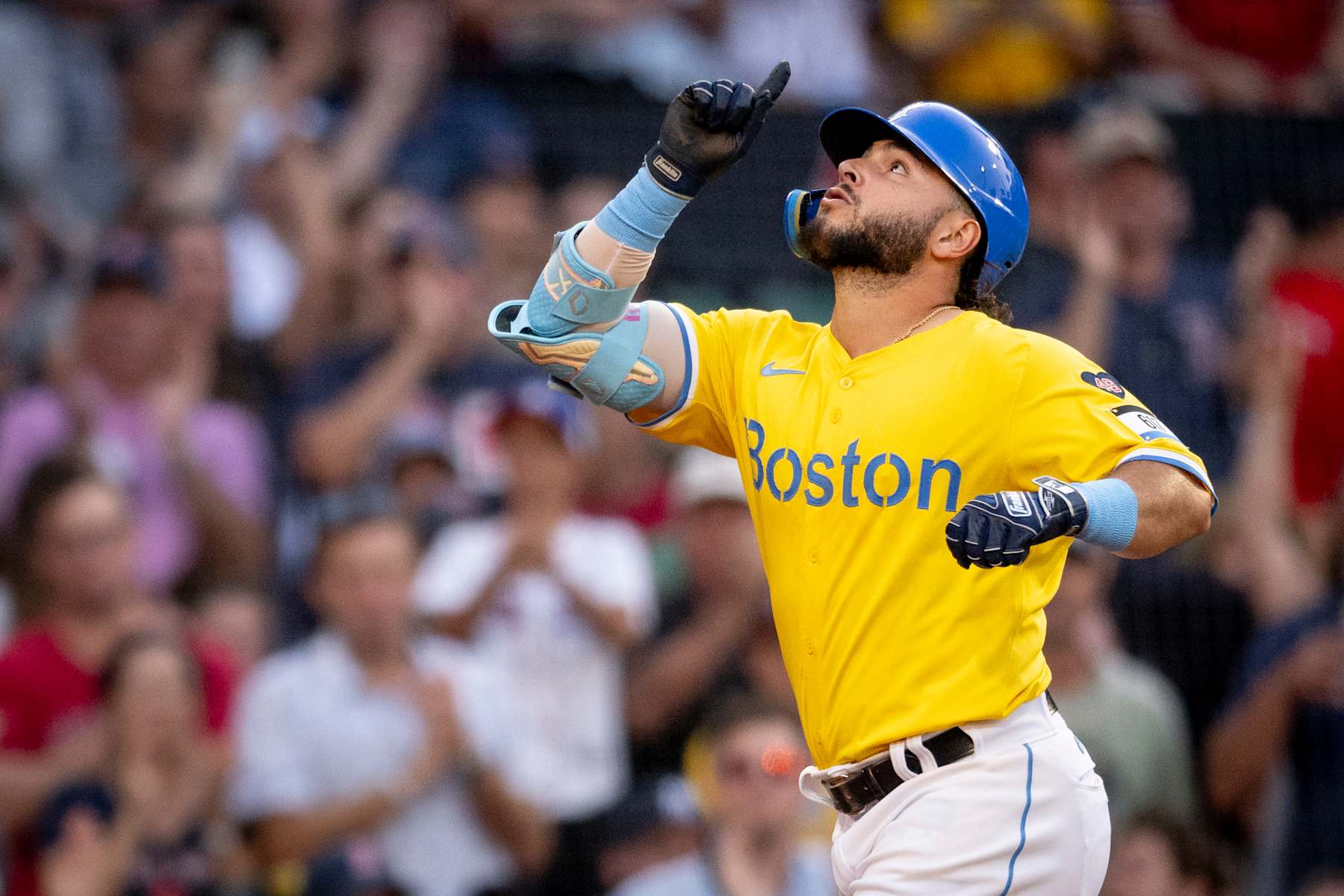 BOSTON, MA - JULY 27: Wilyer Abreu #52 of the Boston Red Sox reacts after hitting a home run during the first inning of a game against the New York Yankees on July 27, 2024 at Fenway Park in Boston, Massachusetts. (Photo by Maddie Malhotra/Boston Red Sox/Getty Images) BOSTON, MA - JULY 27: Wilyer Abreu #52 of the Boston Red Sox reacts after hitting a home run during the first inning of a game against the New York Yankees on July 27, 2024 at Fenway Park in Boston, Massachusetts. (Photo by Maddie Malhotra/Boston Red Sox/Getty Images)