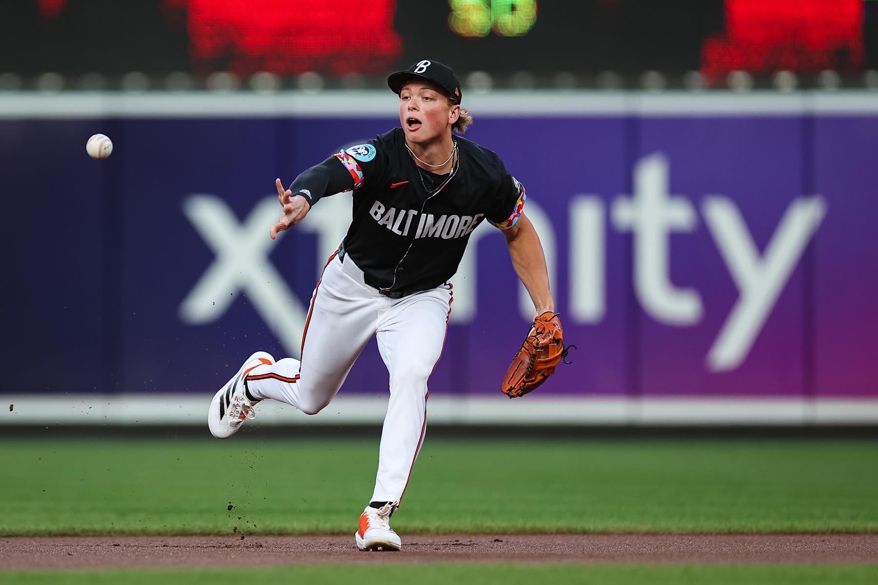 BALTIMORE, MD - AUGUST 23: Jackson Holliday #7 of the Baltimore Orioles in action against the Houston Astros during the first inning at Oriole Park at Camden Yards on August 23, 2024 in Baltimore, Maryland. (Photo by Scott Taetsch/Getty Images) BALTIMORE, MD - AUGUST 23: Jackson Holliday #7 of the Baltimore Orioles in action against the Houston Astros during the first inning at Oriole Park at Camden Yards on August 23, 2024 in Baltimore, Maryland. (Photo by Scott Taetsch/Getty Images)