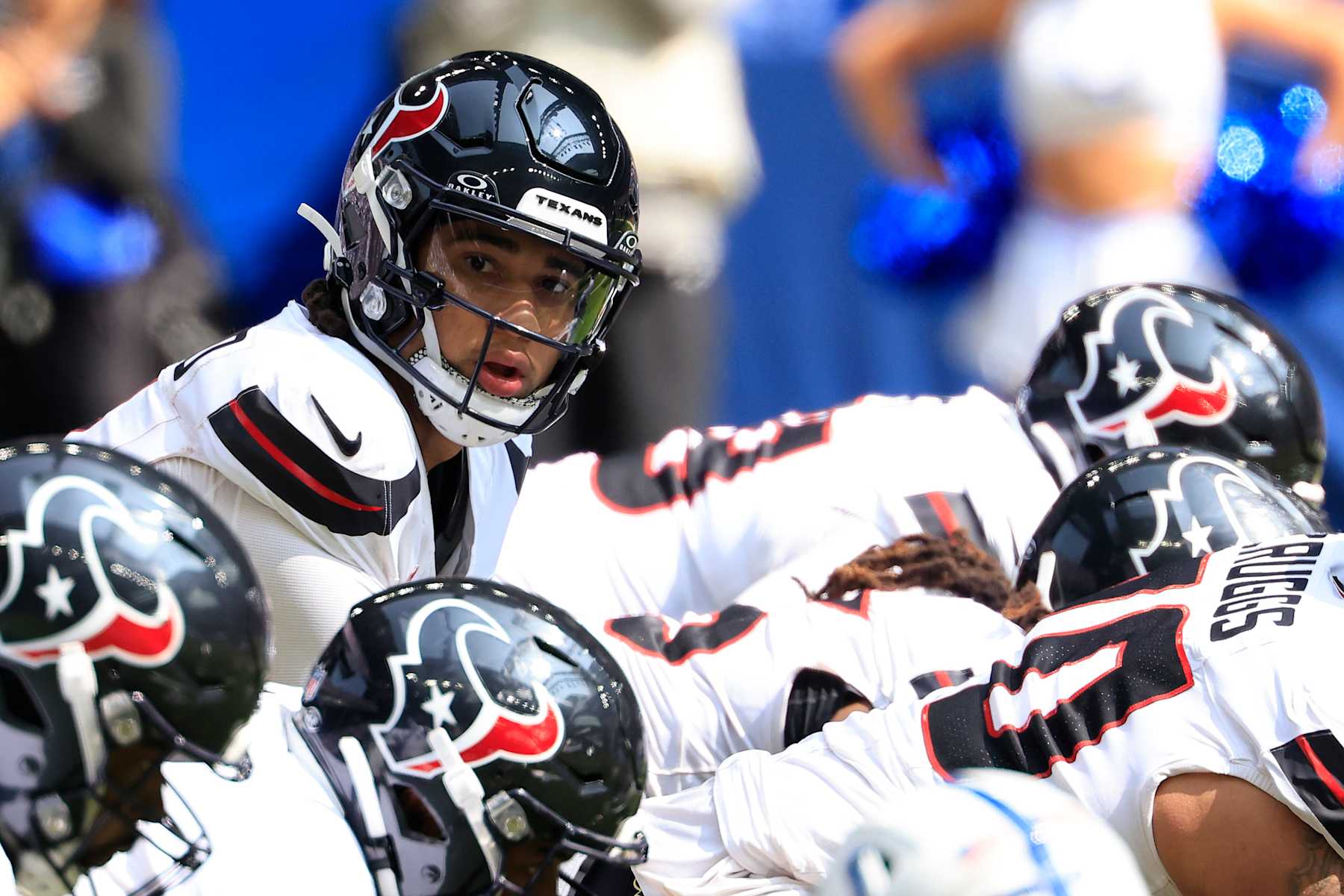 INDIANAPOLIS, INDIANA - SEPTEMBER 08: C.J. Stroud #7 of the Houston Texans prepares to snap the ball against the Indianapolis Colts at Lucas Oil Stadium on September 08, 2024 in Indianapolis, Indiana. (Photo by Justin Casterline/Getty Images)