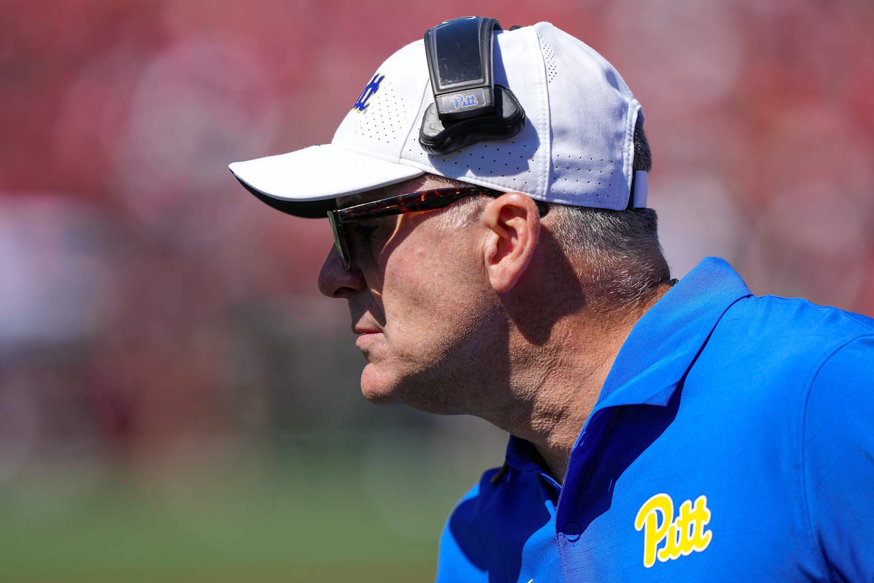 CINCINNATI, OHIO - SEPTEMBER 07: Head coach Pat Narduzzi of the Pittsburgh Panthers looks on in the fourth quarter against the Cincinnati Bearcats at Nippert Stadium on September 07, 2024 in Cincinnati, Ohio. (Photo by Dylan Buell/Getty Images)