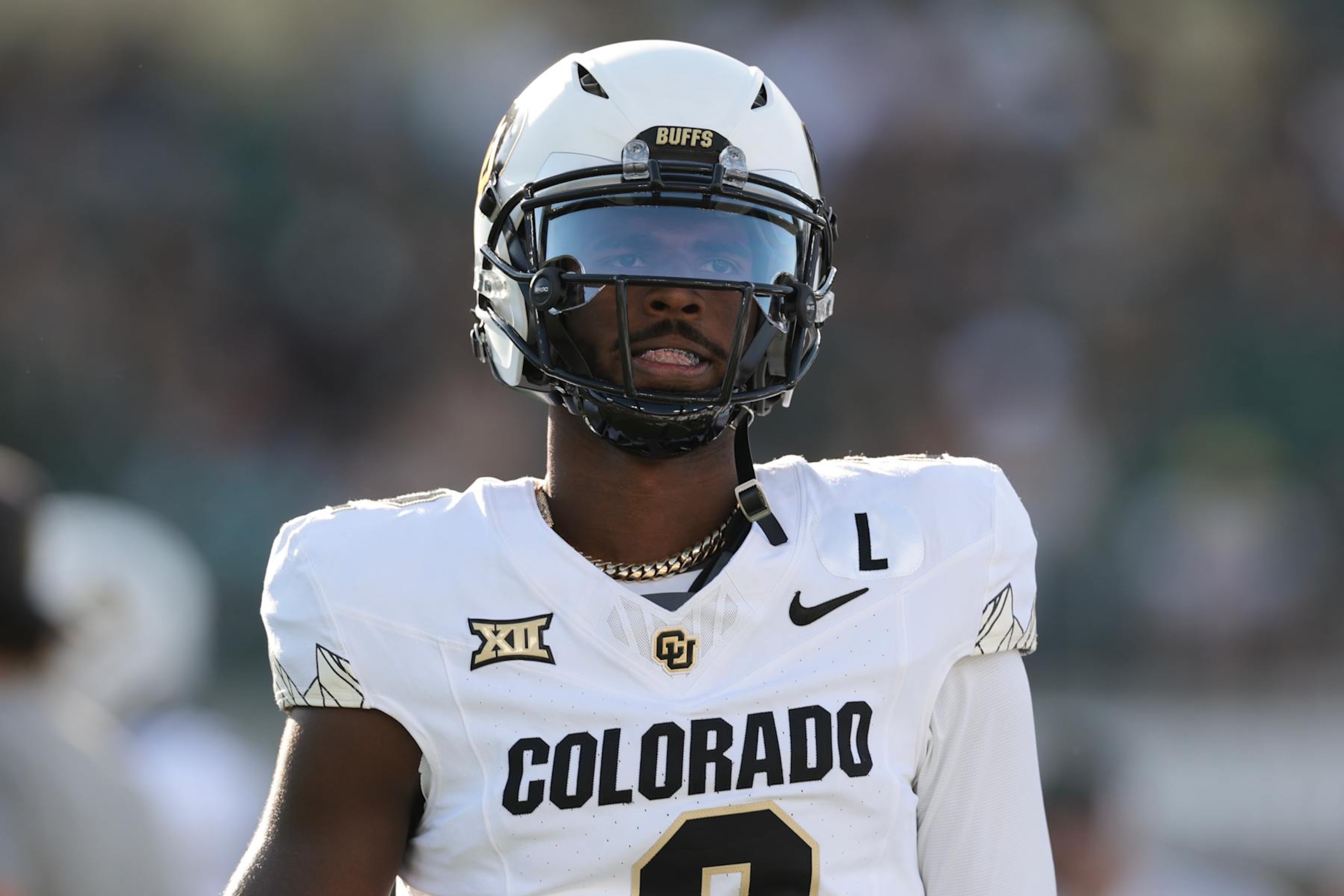 FORT COLLINS, COLORADO - SEPTEMBER 14: Shedeur Sanders #2 of the Colorado Buffaloes warms up prior to the game against the Colorado State Rams at Canvas Stadium on September 14, 2024 in Fort Collins, Colorado. (Photo by Andrew Wevers/Getty Images)
