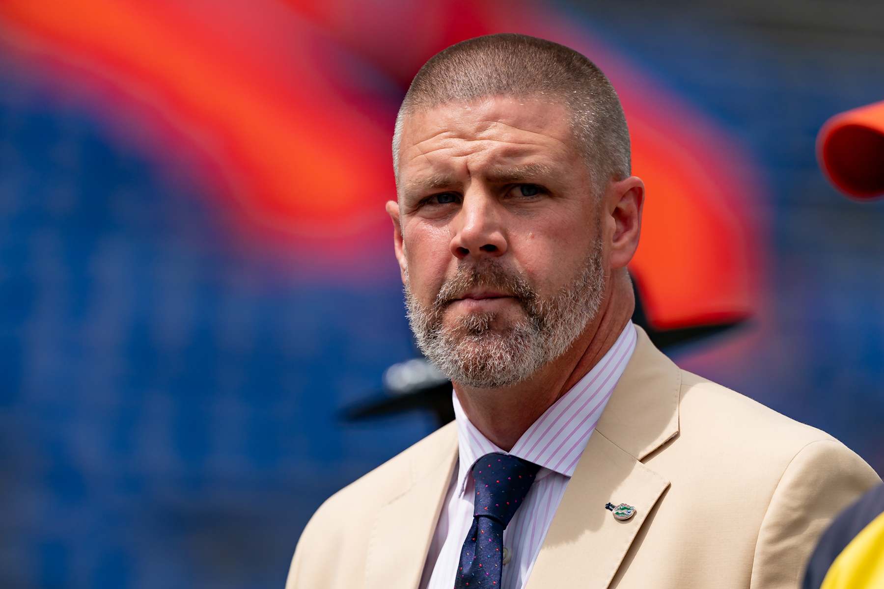 GAINESVILLE, FL - SEPTEMBER 14: Florida Gators head coach Billy Napier walks during the gator walk before a college football game between the Texas A&M Aggies and the Florida Gators on September 14th, 2024 at Ben Hill Griffin Stadium in Gainesville, FL. (Photo by Chris Leduc/Icon Sportswire via Getty Images)