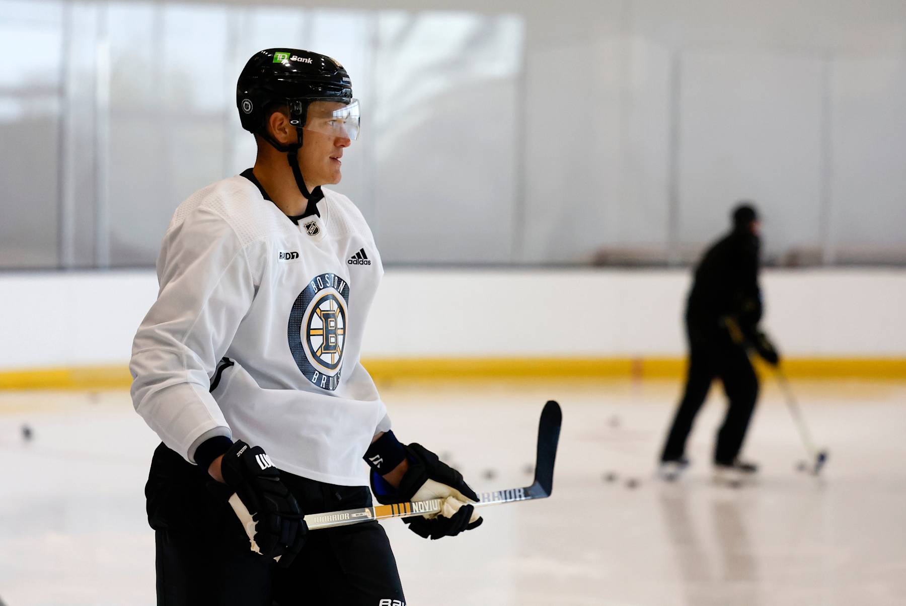 BRIGHTON, MA - SEPTEMBER 05: Boston Bruins defenseman Nikita Zadorov (91) looks on during Boston Bruins Captain's Practice on September 5, 2024 at Warrior Ice Arena in Brighton, Massachusetts. (Photo by Fred Kfoury III/Icon Sportswire via Getty Images)