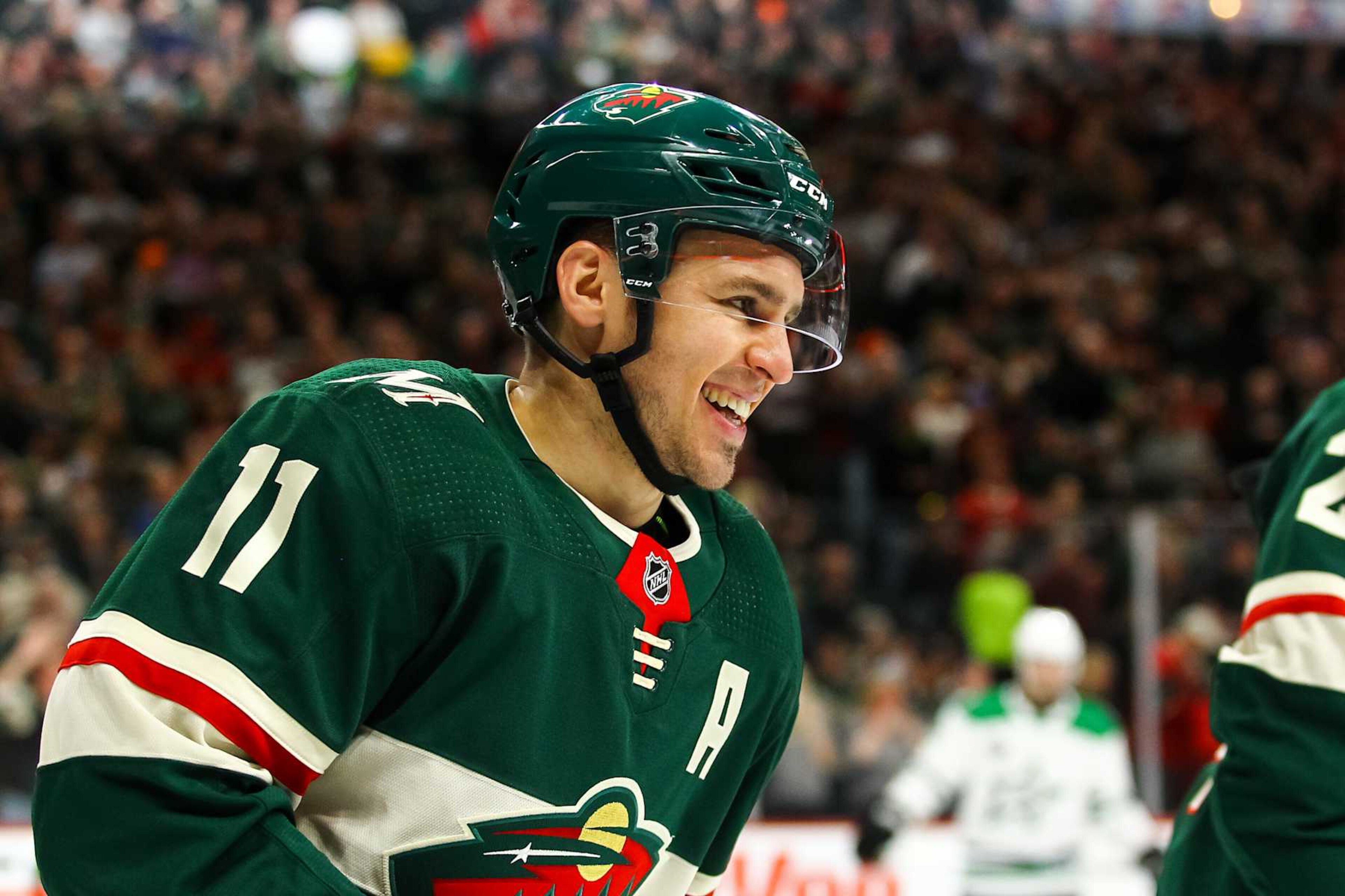 ST. PAUL, MN - MARCH 29: Minnesota Wild left wing Zach Parise (11) smiles after scoring in the 2nd period during the Western Conference game between the Dallas Stars and the Minnesota Wild on March 29, 2018 at Xcel Energy Center in St. Paul, Minnesota. (Photo by David Berding/Icon Sportswire via Getty Images) ST. PAUL, MN - MARCH 29: Minnesota Wild left wing Zach Parise (11) smiles after scoring in the 2nd period during the Western Conference game between the Dallas Stars and the Minnesota Wild on March 29, 2018 at Xcel Energy Center in St. Paul, Minnesota. (Photo by David Berding/Icon Sportswire via Getty Images)