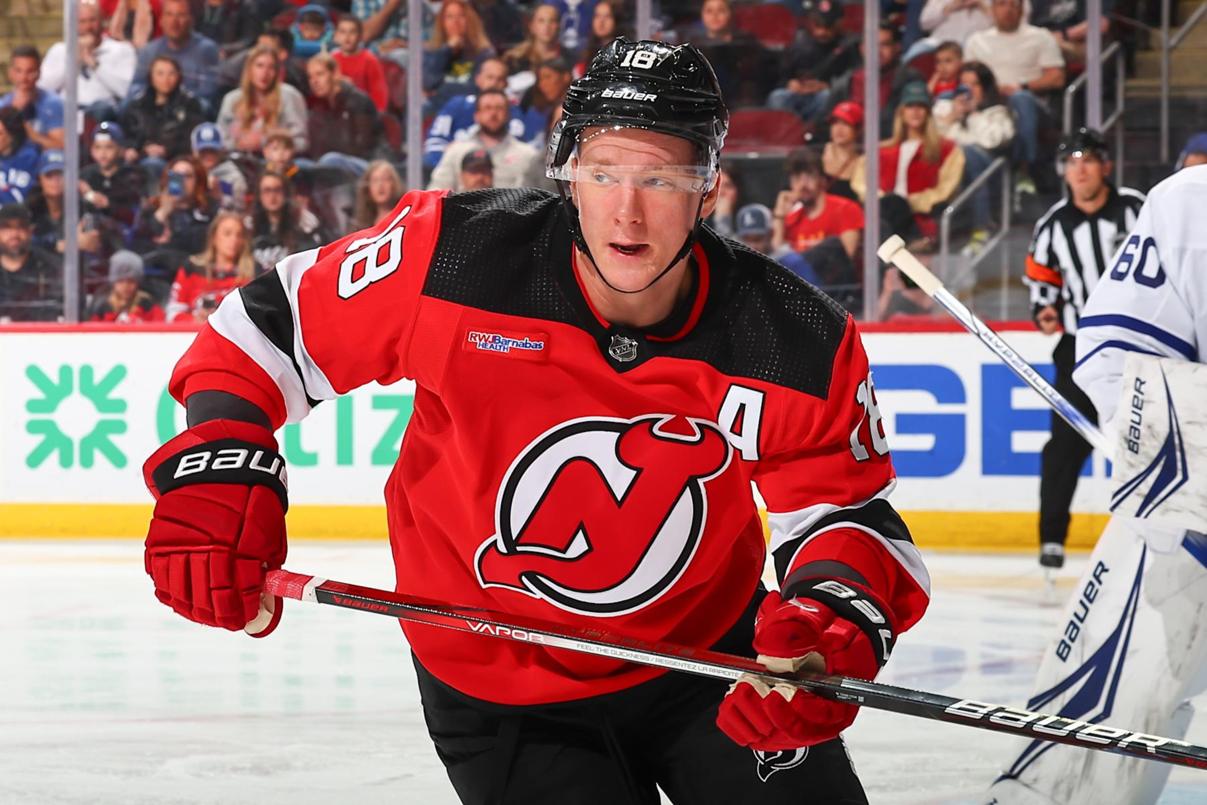 NEWARK, NJ - APRIL 09: Ondrej Palat #18 of the New Jersey Devils skates during the game against the Toronto Maple Leafs at the Prudential Center on April 9, 2024 in Newark, New Jersey. (Photo by Rich Graessle/NHLI via Getty Images) NEWARK, NJ - APRIL 09: Ondrej Palat #18 of the New Jersey Devils skates during the game against the Toronto Maple Leafs at the Prudential Center on April 9, 2024 in Newark, New Jersey. (Photo by Rich Graessle/NHLI via Getty Images)
