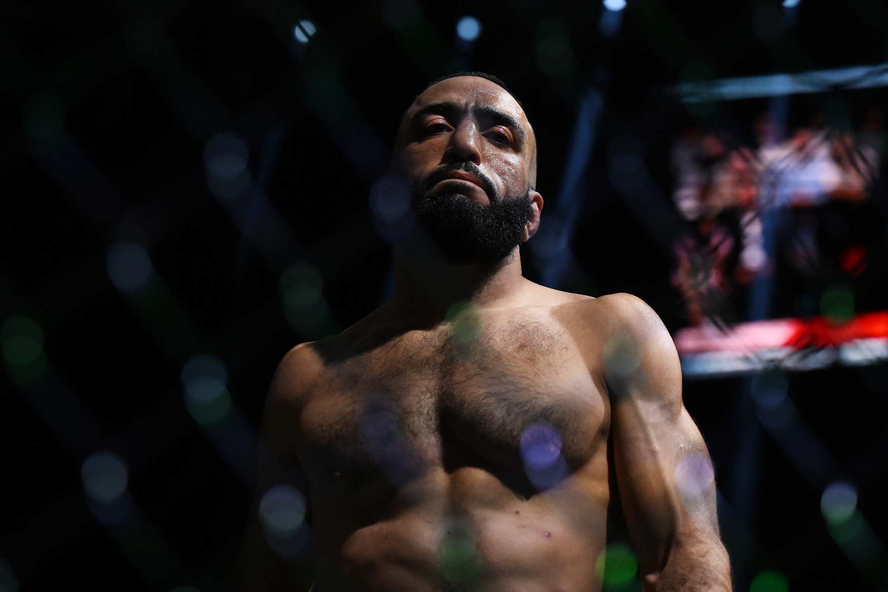 Belal Muhammad looks on in his UFC 304 title fight against Leon Edwards