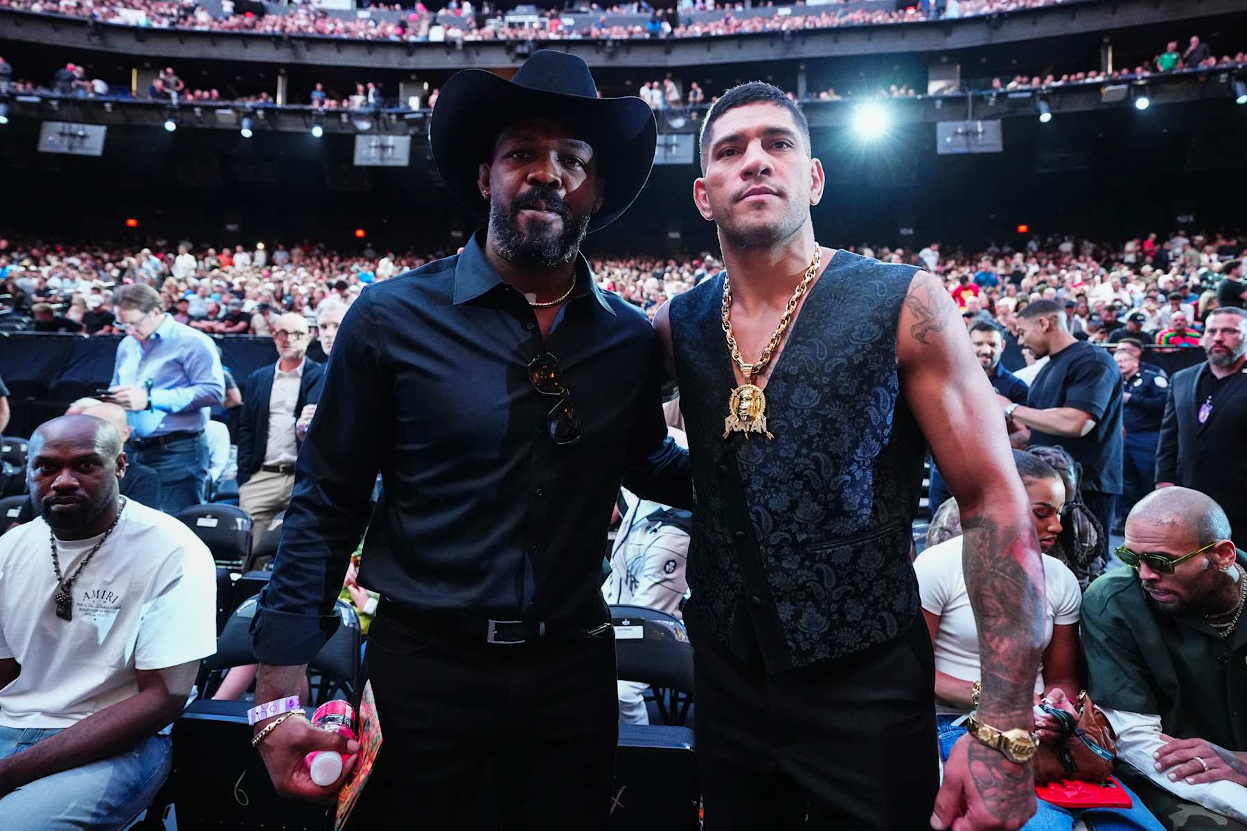 Jon Jones and Alex Pereira attend the UFC 306 at Sphere