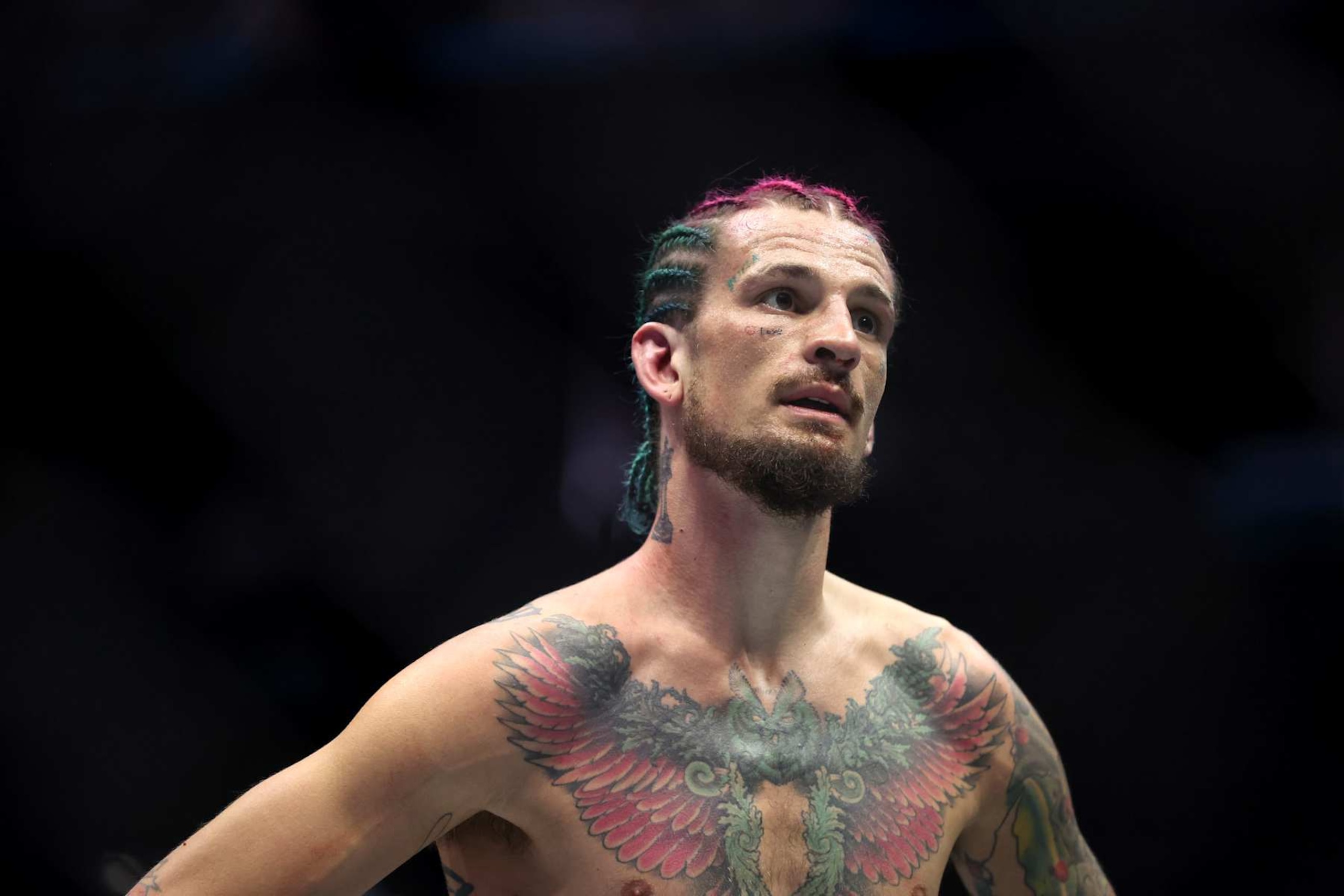 LAS VEGAS, NEVADA - SEPTEMBER 14: Sean O’Malley of the United States looks on following his fight against Merab Dvalishvili of Georgia for the bantamweight title during UFC 306: Riyadh Season Noche at Sphere on September 14, 2024 in Las Vegas, Nevada. (Photo by Christian Petersen/Getty Images)