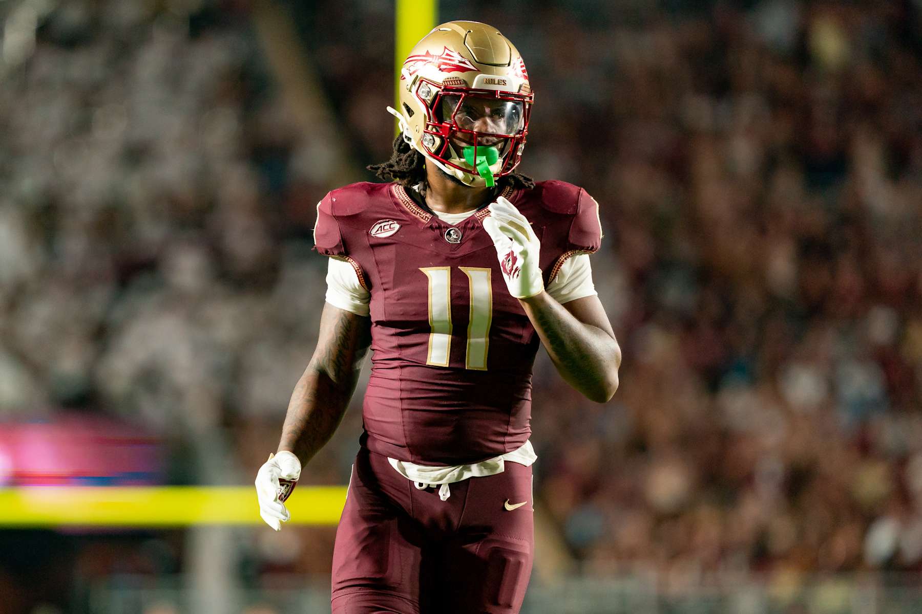 TALLAHASSEE, FL - SEPTEMBER 02:Florida State Seminoles defensive lineman Patrick Payton (11) lines up  during a college football game between the Boston College Eagles and the Florida State Seminoles on September 2nd, 2024 at Doak Campbell Stadium in Tallahassee, FL. (Photo by Chris Leduc/Icon Sportswire via Getty Images)