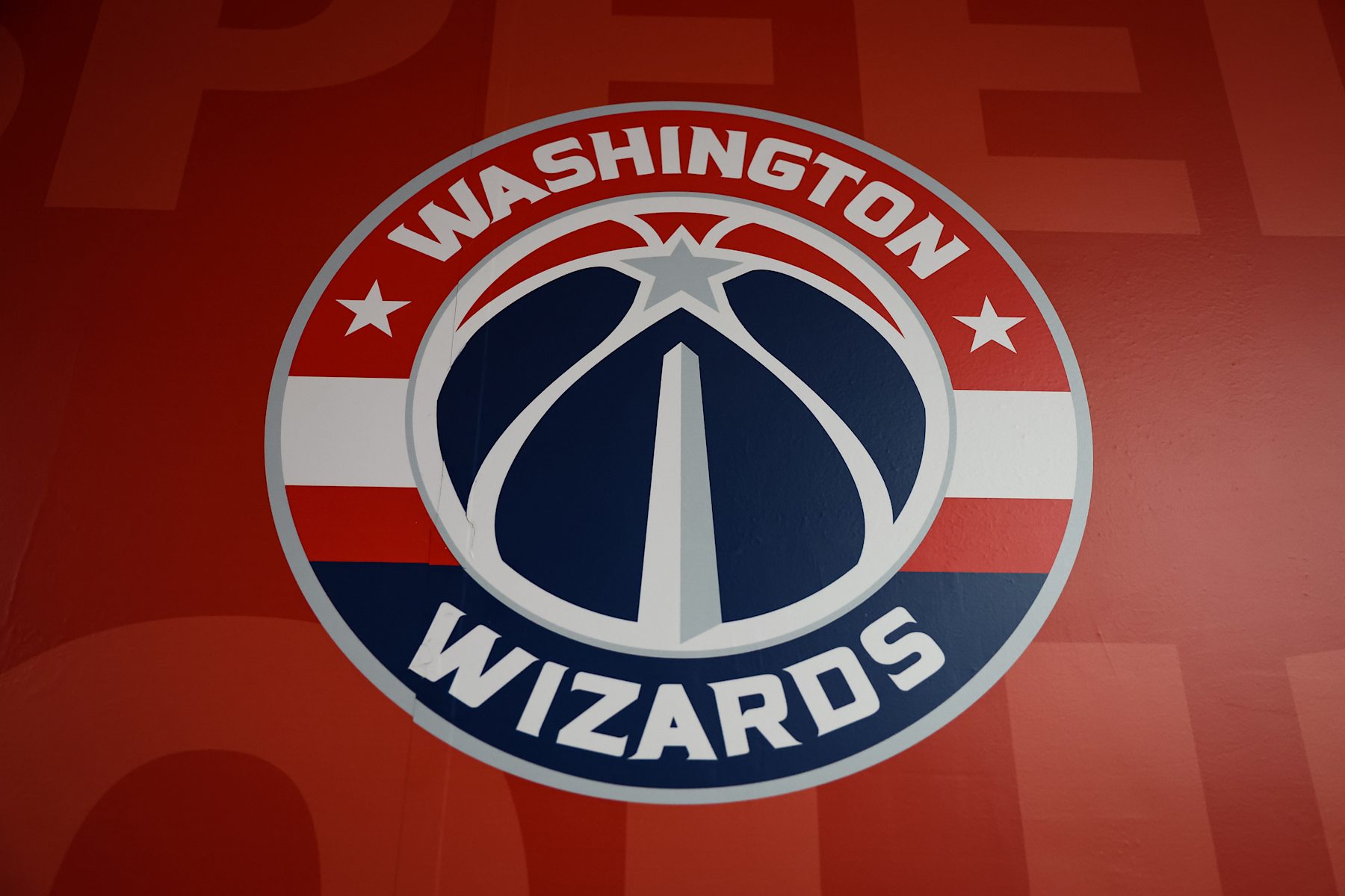 WASHINGTON, DC - OCTOBER 21: The Washington Wizards logo is seen on the stadium before the game between the Washington Wizards and the Chicago Bulls at Capital One Arena on October 21, 2022 in Washington, DC. NOTE TO USER: User expressly acknowledges and agrees that, by downloading and or using this photograph, User is consenting to the terms and conditions of the Getty Images License Agreement. (Photo by Scott Taetsch/Getty Images)