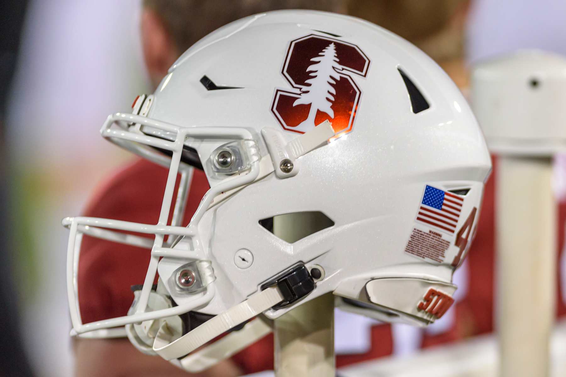 PALO ALTO, CA - NOVEMBER 05: Stanford Cardinal place kicker Diego Preciado (41) helmet waiting for action during the game between the Utah Utes and the Stanford Cardinals on Friday, November 05, 2021 at Stanford Stadium in Palo Alto, California. (Photo by Douglas Stringer/Icon Sportswire via Getty Images)