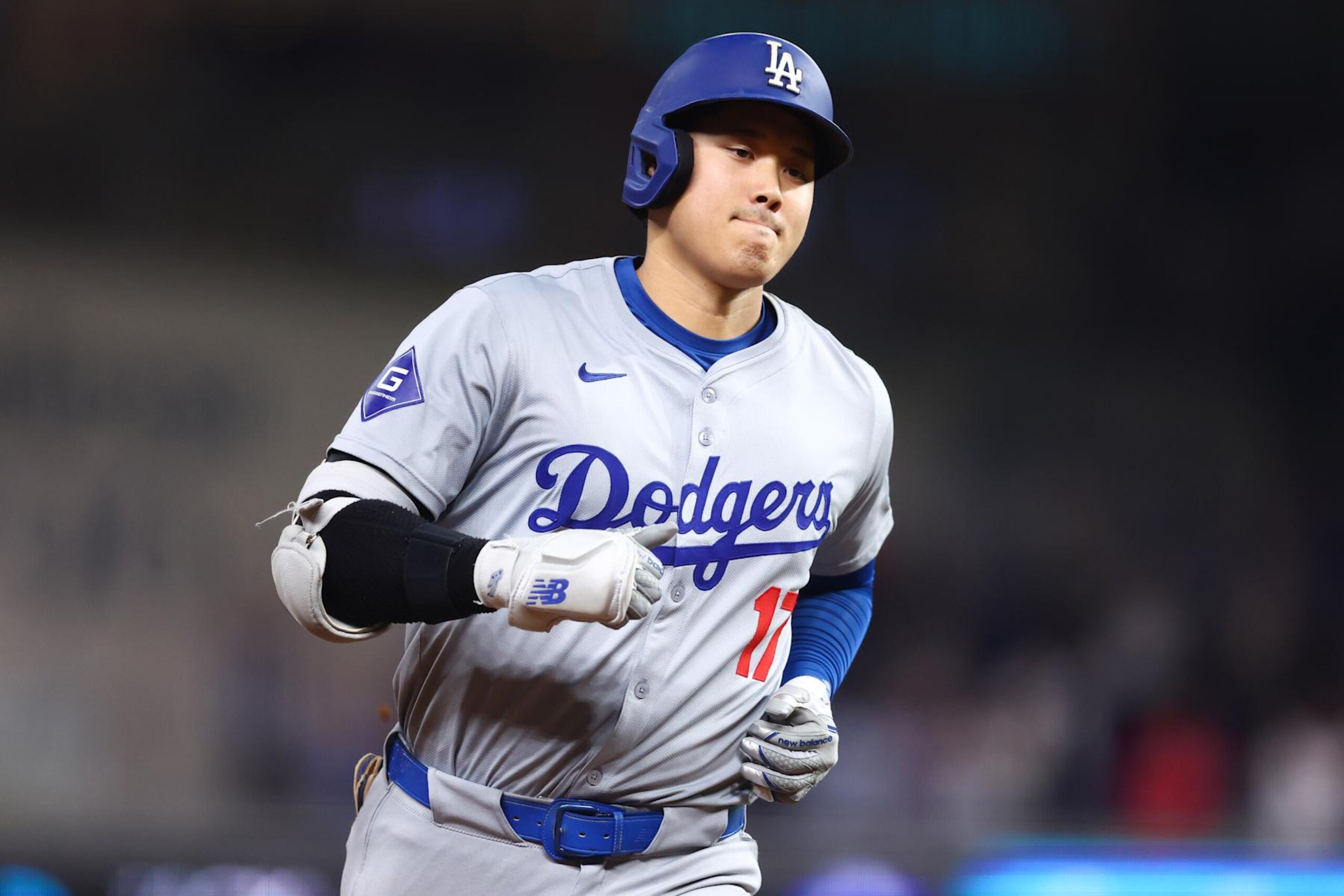 MIAMI, FLORIDA - SEPTEMBER 19: Shohei Ohtani #17 of the Los Angeles Dodgers runs the bases after hitting a two-run home run, his 50th of the season, becoming the first player with a 50/50 season in MLB history, during the seventh inning against the Miami Marlins at loanDepot park on September 19, 2024 in Miami, Florida. (Photo by Megan Briggs/Getty Images) MIAMI, FLORIDA - SEPTEMBER 19: Shohei Ohtani #17 of the Los Angeles Dodgers runs the bases after hitting a two-run home run, his 50th of the season, becoming the first player with a 50/50 season in MLB history, during the seventh inning against the Miami Marlins at loanDepot park on September 19, 2024 in Miami, Florida. (Photo by Megan Briggs/Getty Images)