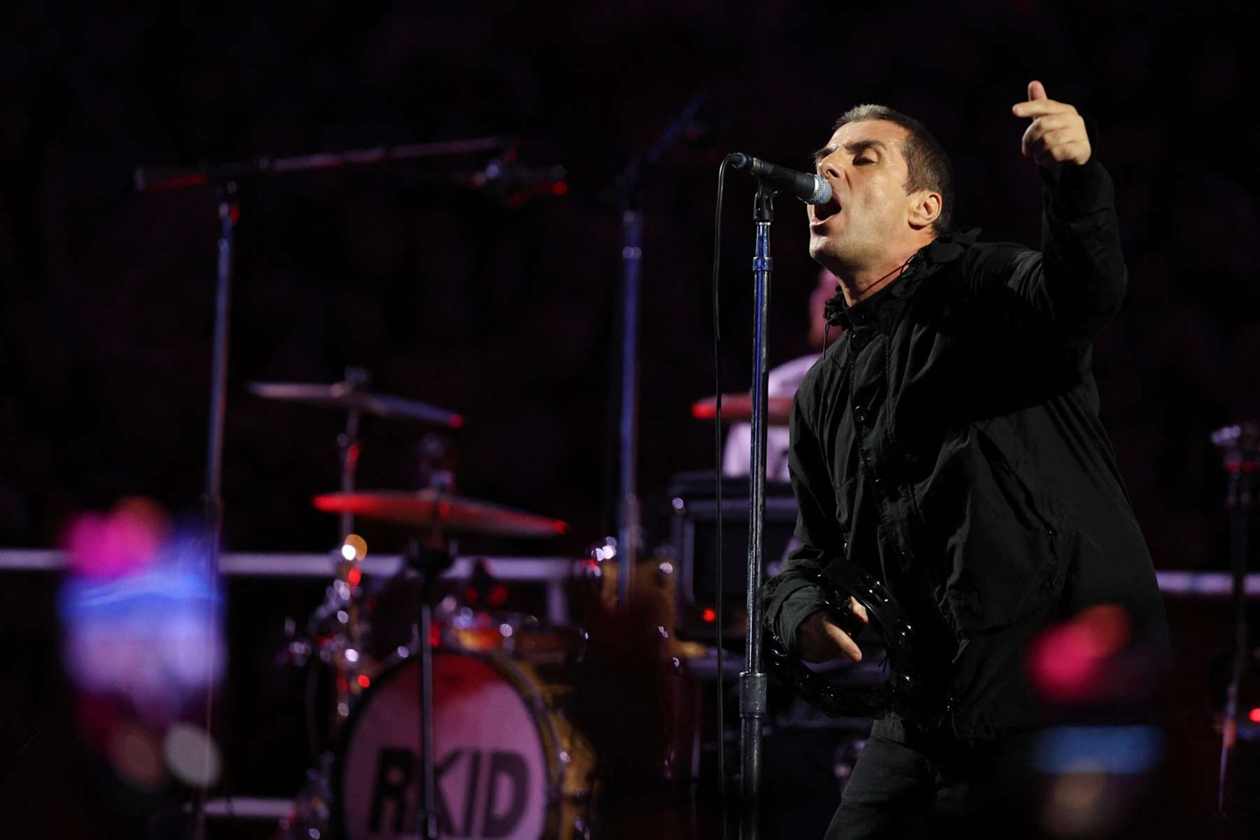 British musician Liam Gallagher performs before the heavyweight boxing match for the IBF world title between Britain's Daniel Dubois and Britain's Anthony Joshua at Wembley Stadium in London on September 21, 2024.  (Photo by Adrian Dennis / AFP) (Photo by ADRIAN DENNIS/AFP via Getty Images)