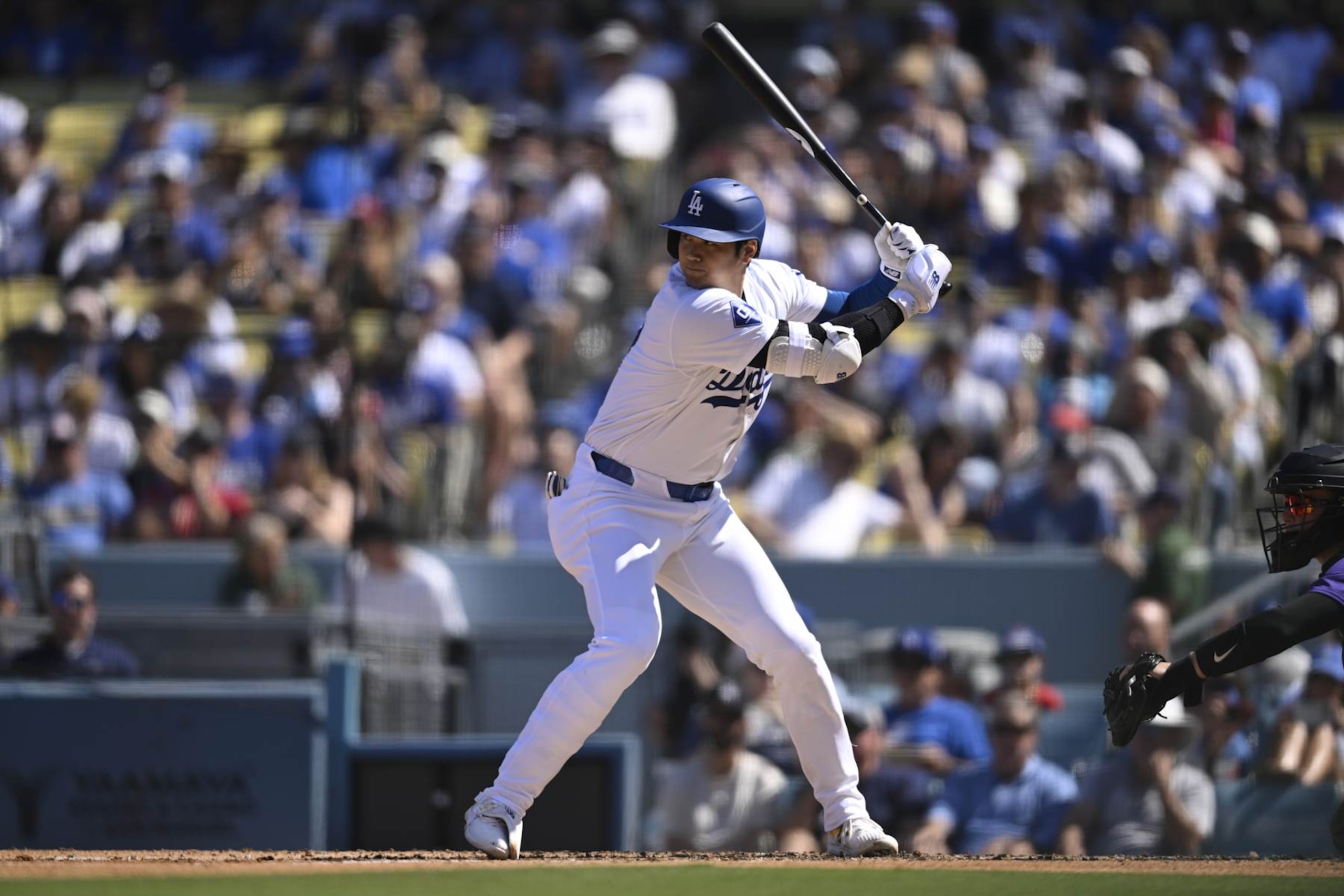LOS ANGELES, CALIFORNIA - SEPTEMBER 22: Shohei Ohtani #17 of the Los Angeles Dodgers hits for a single in the third inning against the Colorado Rockies at Dodger Stadium on September 22, 2024 in Los Angeles, California. (Photo by John McCoy/Getty Images) LOS ANGELES, CALIFORNIA - SEPTEMBER 22: Shohei Ohtani #17 of the Los Angeles Dodgers hits for a single in the third inning against the Colorado Rockies at Dodger Stadium on September 22, 2024 in Los Angeles, California. (Photo by John McCoy/Getty Images)