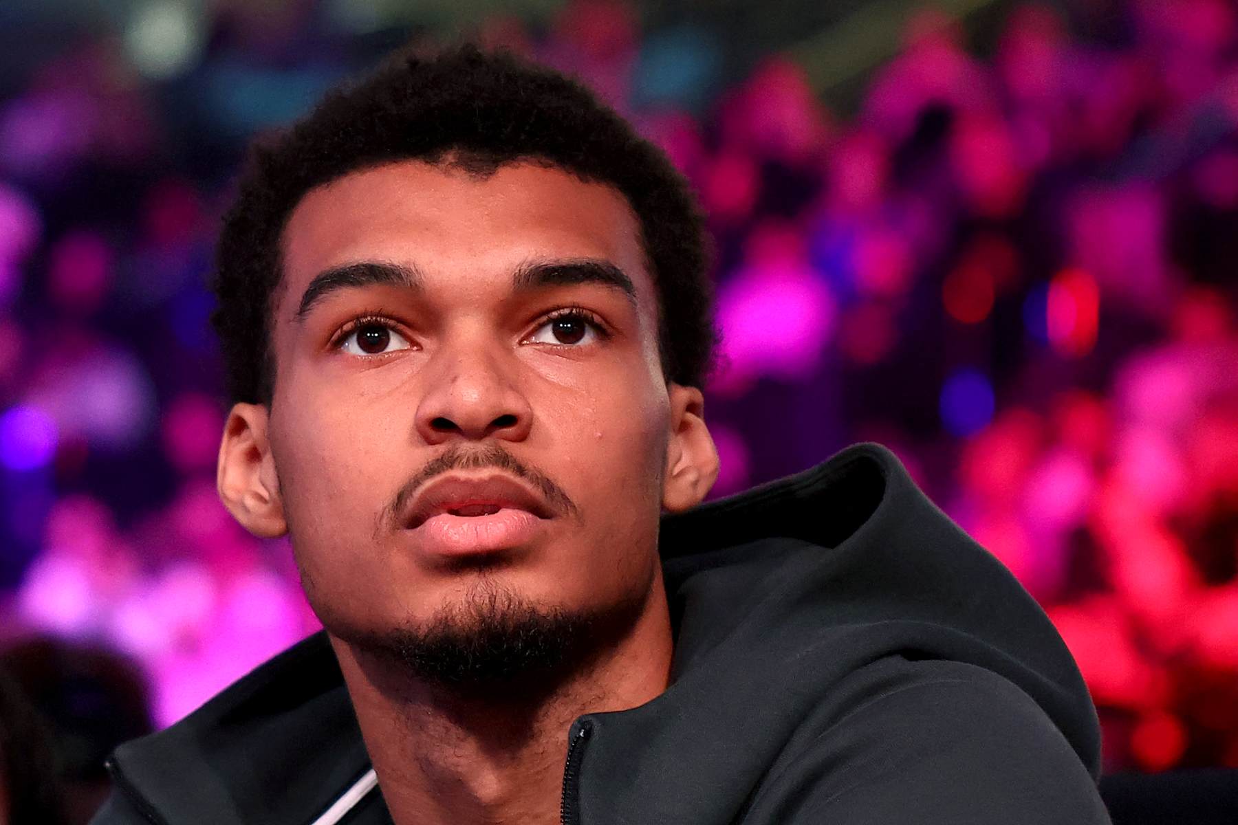 San Antonio Spurs French basketball player Victor Wembanyama attends to watch The Bellator Champions Series event at the Accor Arena in Paris, on May 17, 2024. (Photo by FRANCK FIFE / AFP) (Photo by FRANCK FIFE/AFP via Getty Images)