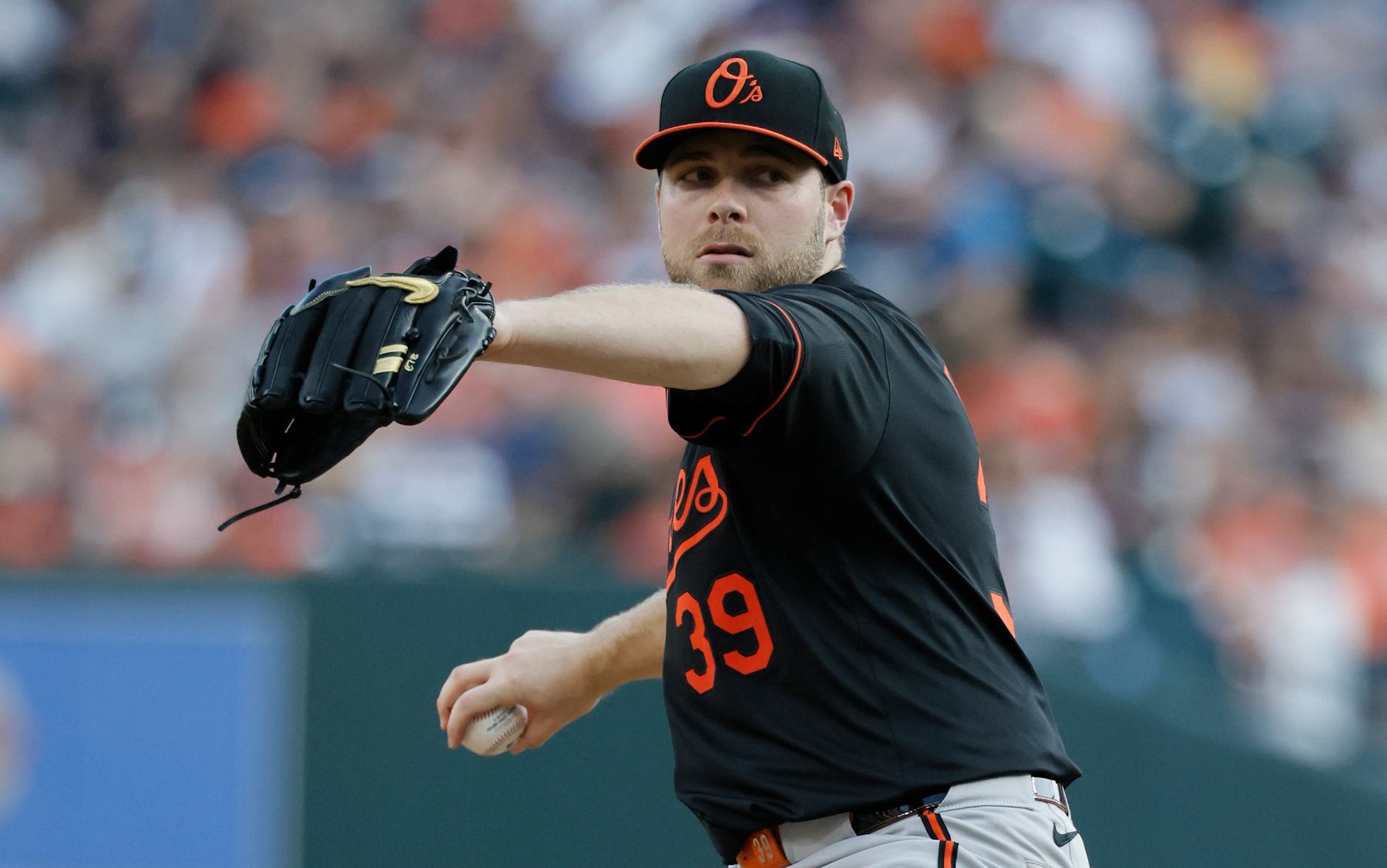 DETROIT, MI - SEPTEMBER 14: Corbin Burnes #39 of the Baltimore Orioles pitches against the Detroit Tigers during the second inning at Comerica Park on September 14, 2024 in Detroit, Michigan. (Photo by Duane Burleson/Getty Images)