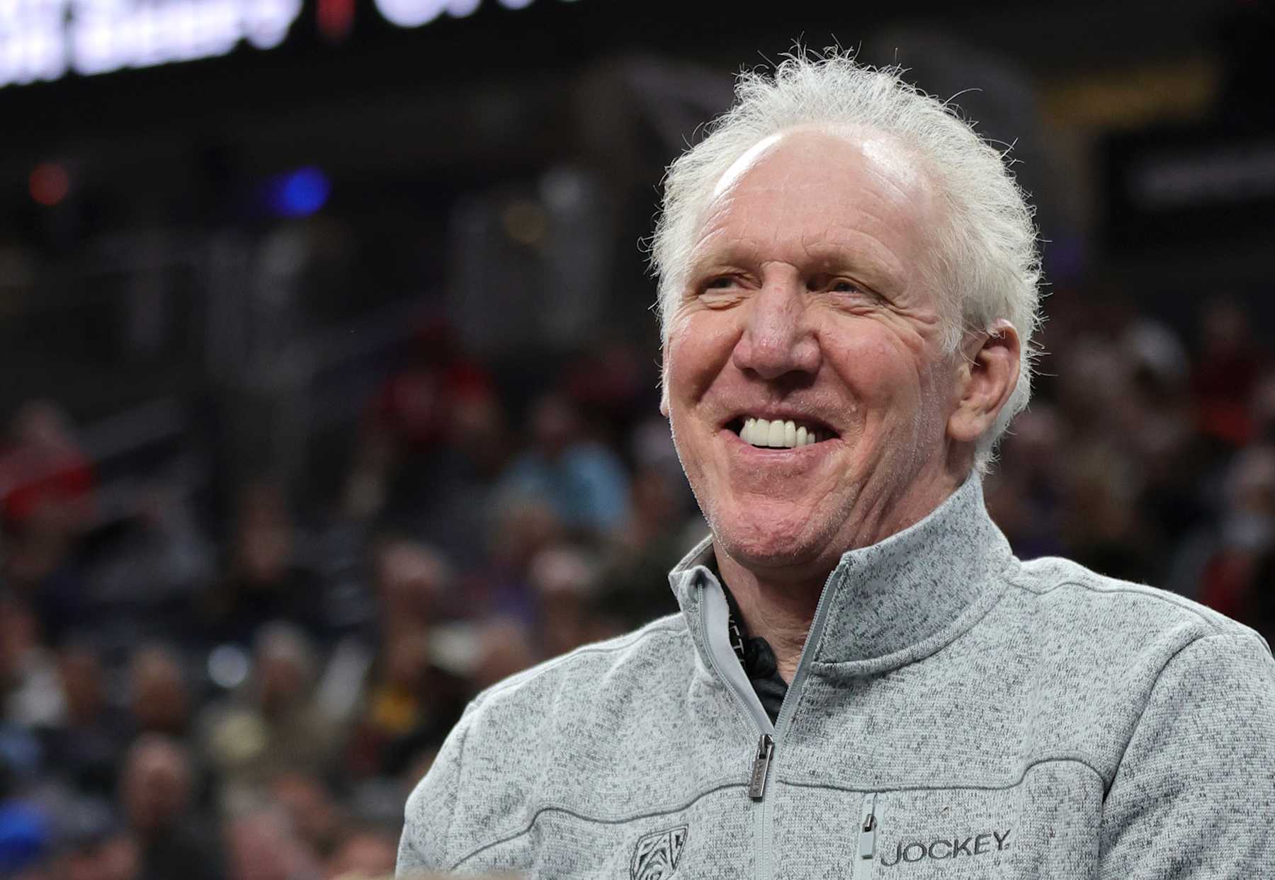 LAS VEGAS, NEVADA - MARCH 10: Sportscaster and former NBA player Bill Walton attends a game between the Washington Huskies and the USC Trojans during the Pac-12 Conference basketball tournament quarterfinals at T-Mobile Arena on March 10, 2022 in Las Vegas, Nevada. The Bruins defeated the Cougars 75-65. (Photo by Ethan Miller/Getty Images)