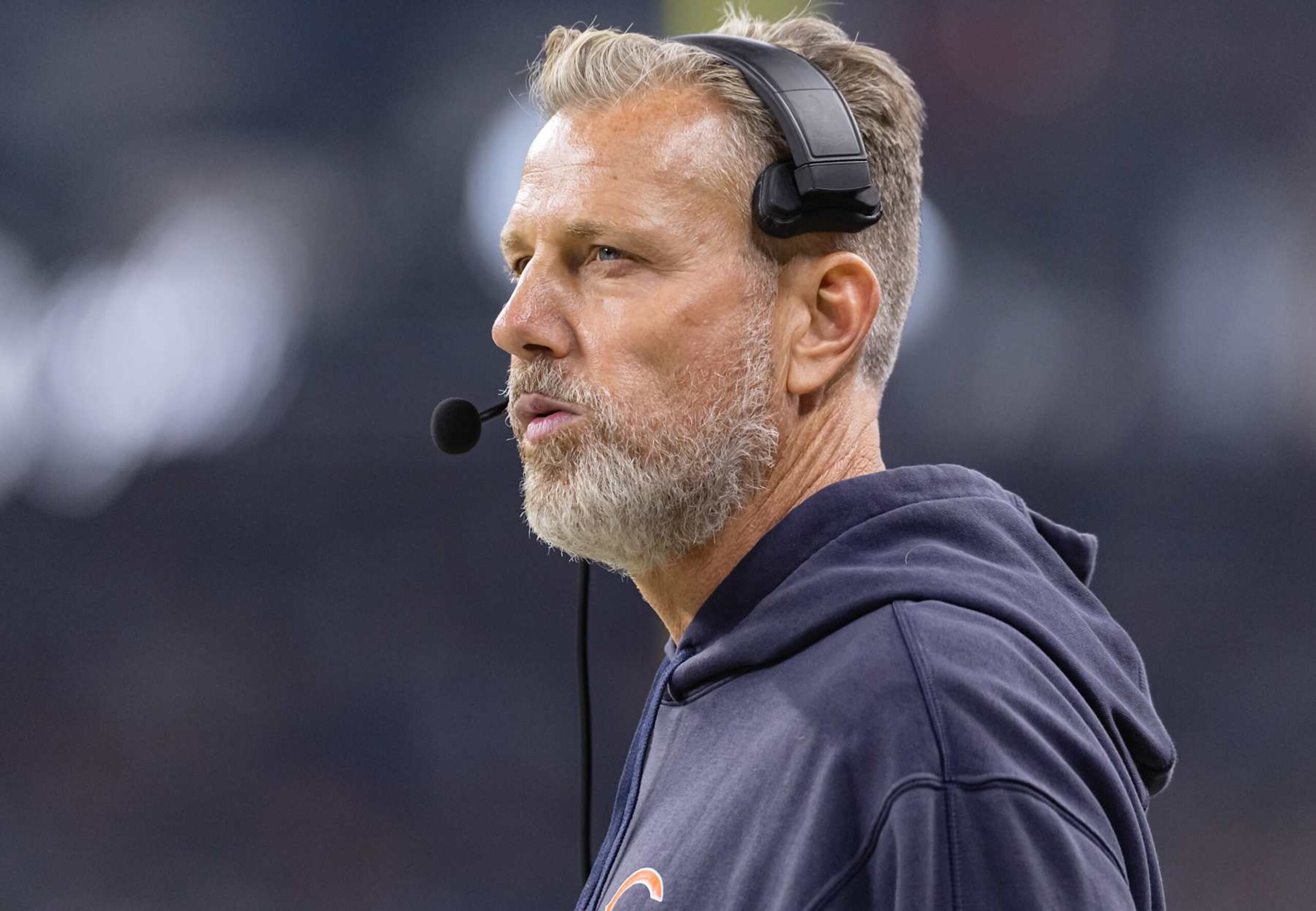 INDIANAPOLIS, INDIANA - SEPTEMBER 22: Head coach Matt Eberflus of the Chicago Bears is seen during the game against the Indianapolis Colts at Lucas Oil Stadium on September 22, 2024 in Indianapolis, Indiana. (Photo by Michael Hickey/Getty Images) INDIANAPOLIS, INDIANA - SEPTEMBER 22: Head coach Matt Eberflus of the Chicago Bears is seen during the game against the Indianapolis Colts at Lucas Oil Stadium on September 22, 2024 in Indianapolis, Indiana. (Photo by Michael Hickey/Getty Images)