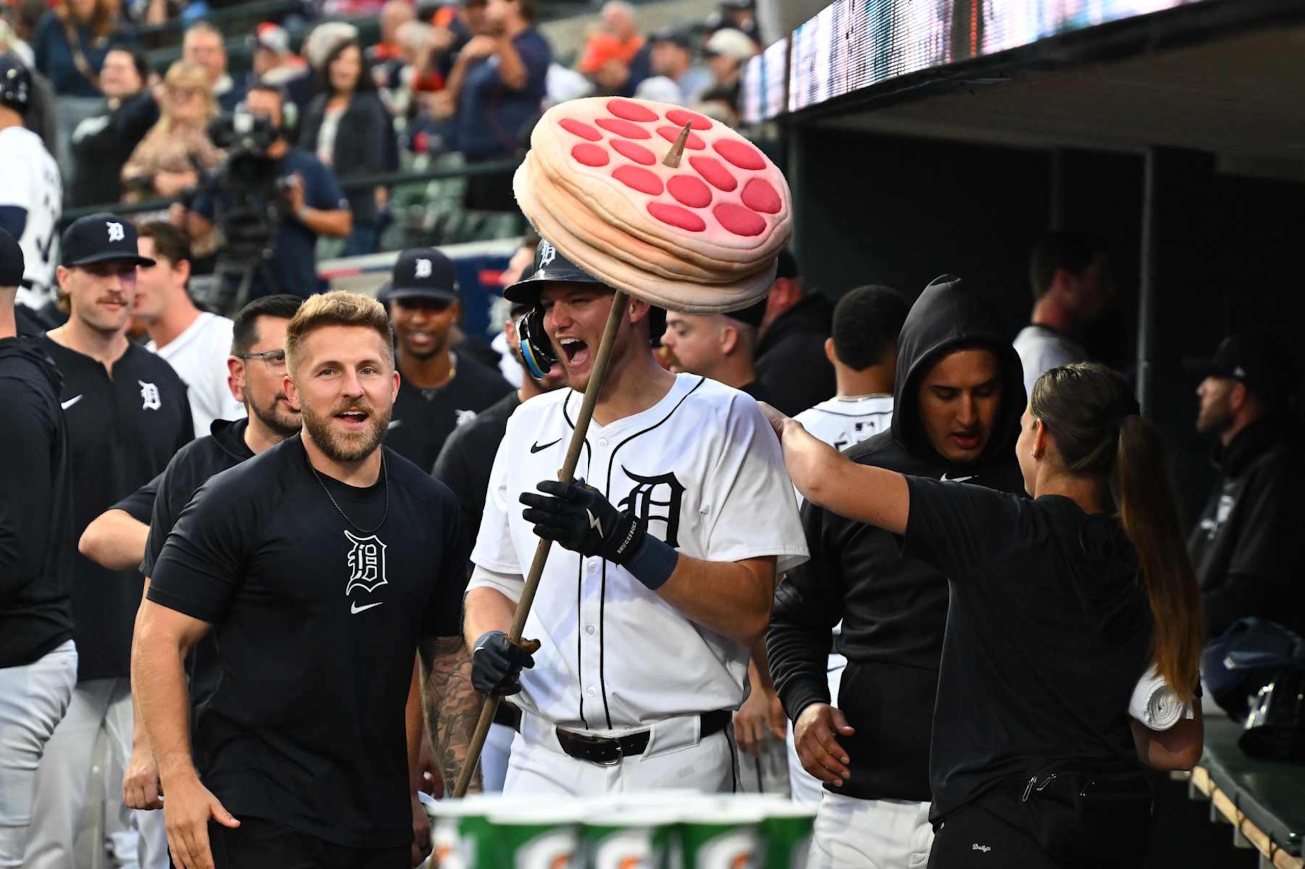 DETROIT, MI - SEPTEMBER 25: Detroit Tigers outfielder Parker Meadows (22) gets congratulated after hitting a solo homer during the Detroit Tigers versus the Tampa Bay Rays game on Wednesday September 25, 2024 at Comerica Park in Detroit, MI. (Photo by Steven King/Icon Sportswire via Getty Images) DETROIT, MI - SEPTEMBER 25: Detroit Tigers outfielder Parker Meadows (22) gets congratulated after hitting a solo homer during the Detroit Tigers versus the Tampa Bay Rays game on Wednesday September 25, 2024 at Comerica Park in Detroit, MI. (Photo by Steven King/Icon Sportswire via Getty Images)