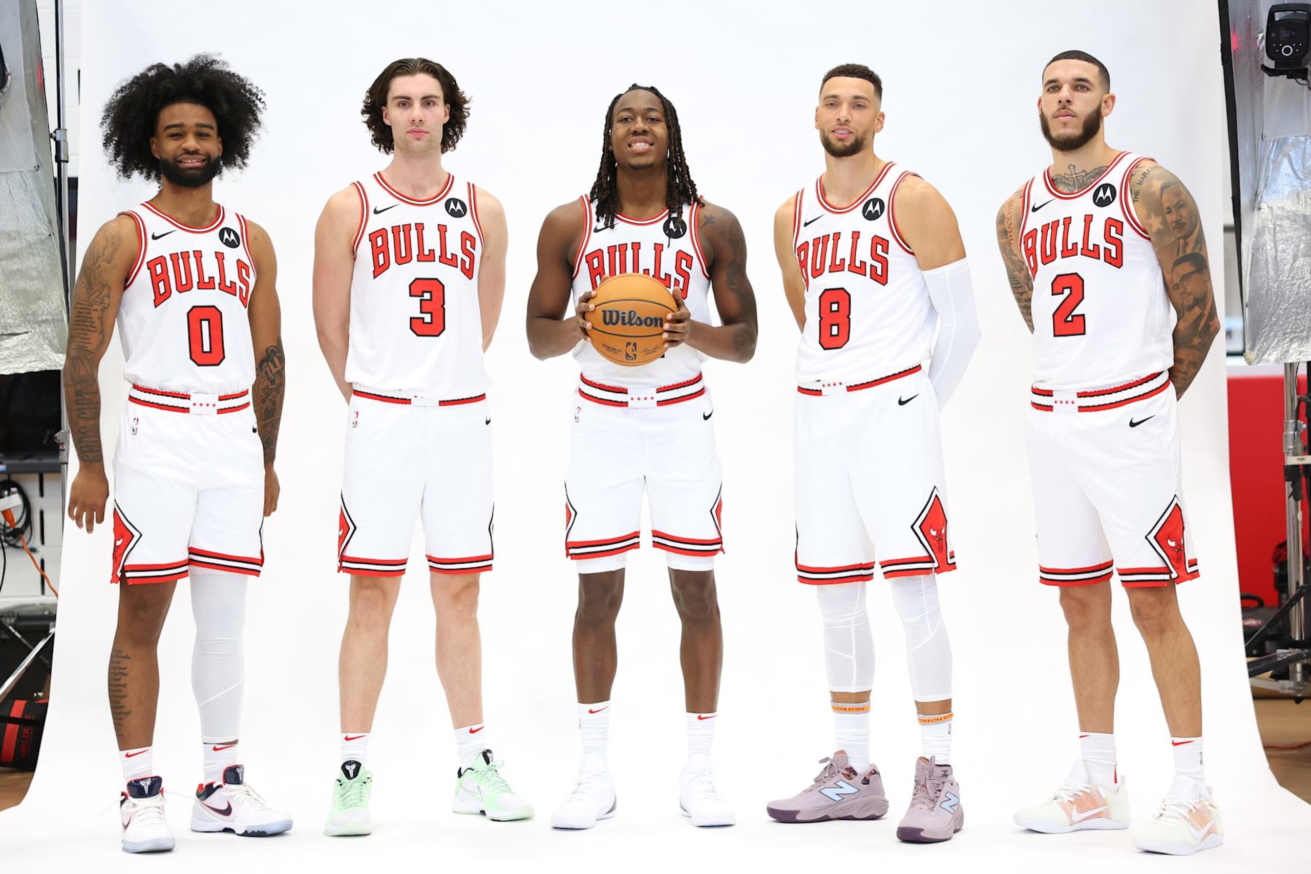 Coby White, Josh Giddey, Ayo Dosunmu, Zach LaVine and Lonzo Ball