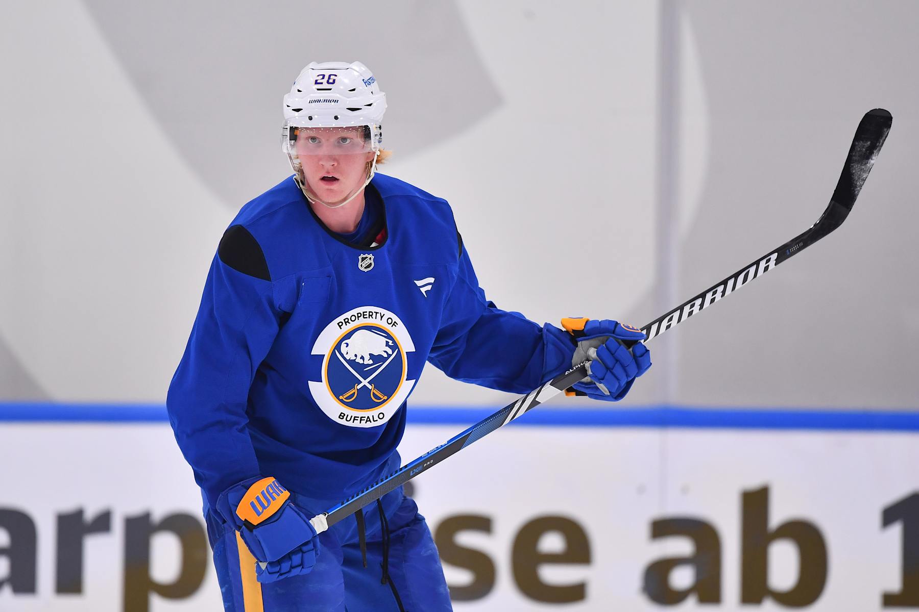 MUNICH, GERMANY - SEPTEMBER 25: Rasmus Dahlin #26 of the Buffalo Sabres skates during practice before the 2024 NHL Global Series Challenge at SAP Garden on September 25, 2024 in Munich, Germany. (Photo by Ben Jackson/NHLI via Getty Images)