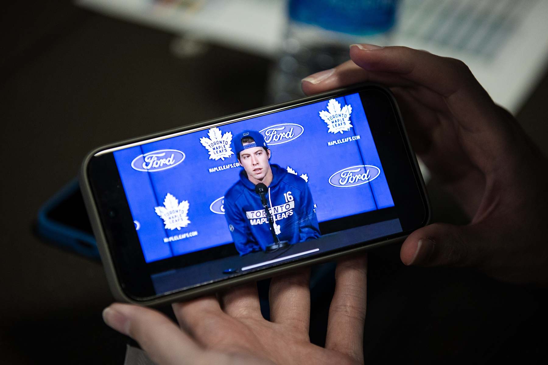 Toronto, ON - September 18: Maple leaf Mitchell Marner speaks during the Toronto Maple Leafs media day. PD Nick Lachance/Toronto Star Nick Lachance/Toronto Star (Nick Lachance/Toronto Star via Getty Images)