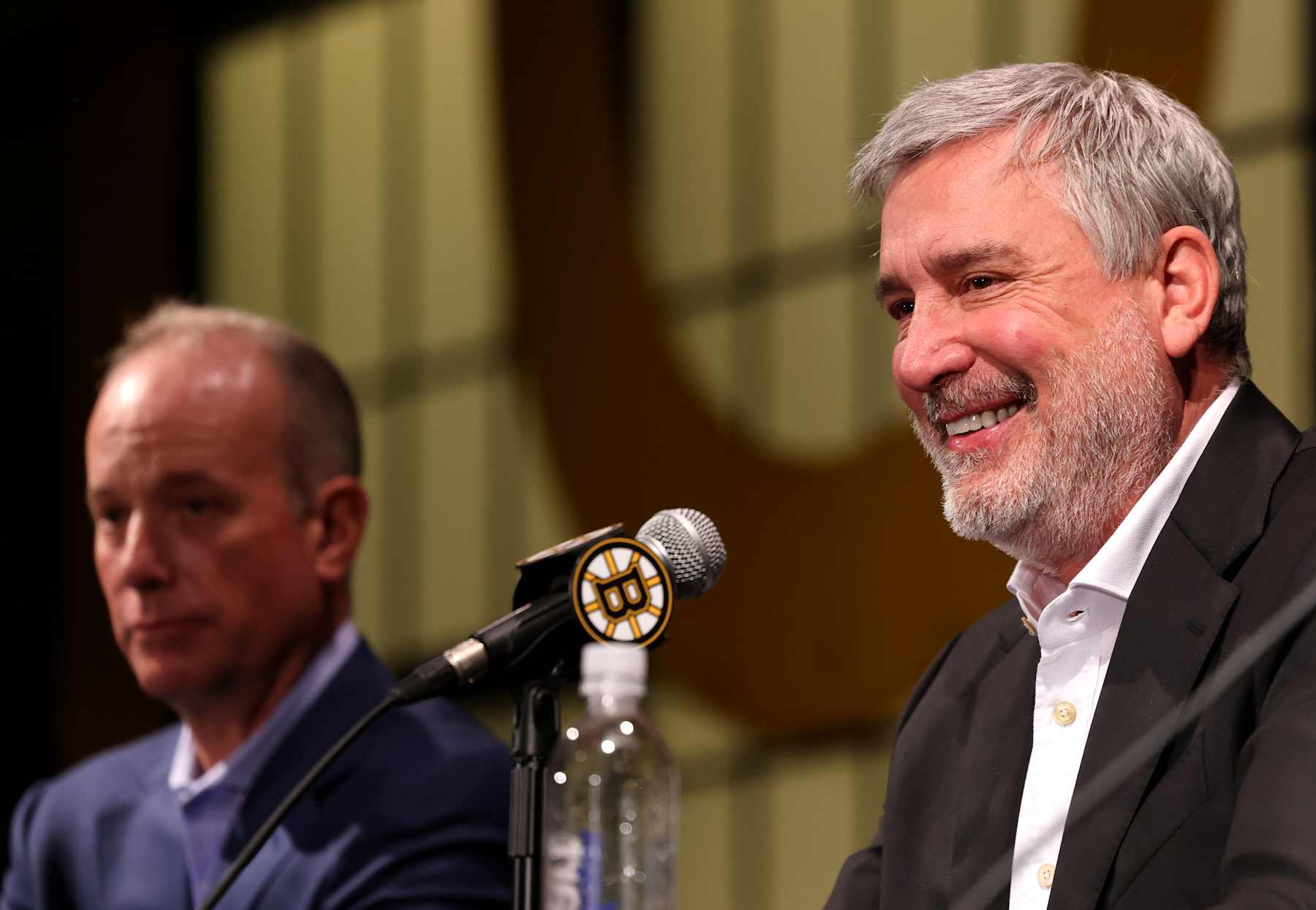 Boston Bruins CEO and Alternate Governor Charlie Jacobs (left) and Bruins President Cam Neely