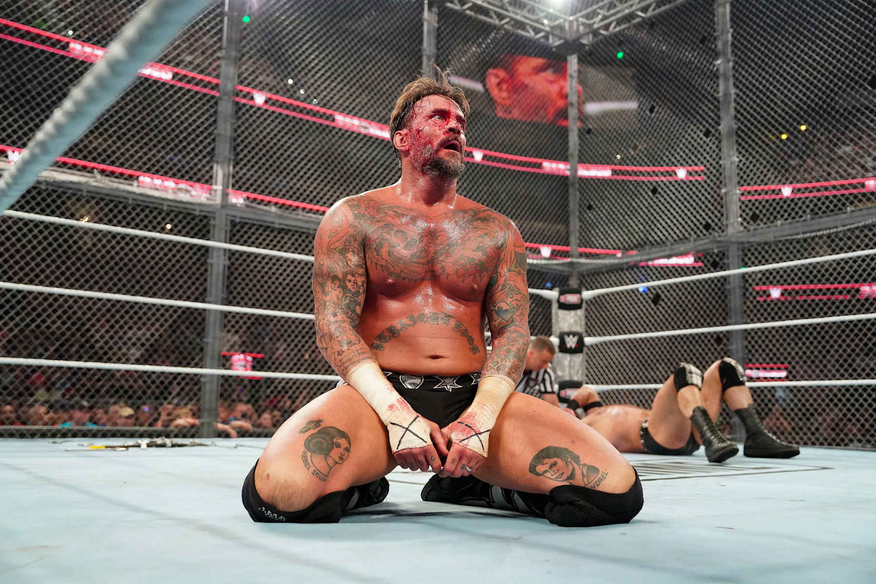 ATLANTA, GEORGIA - OCTOBER 5: CM Punk in the ring during Bad Blood at State Farm Arena on October 5, 2024 in Atlanta, Georgia. (Photo by WWE/Getty Images)
