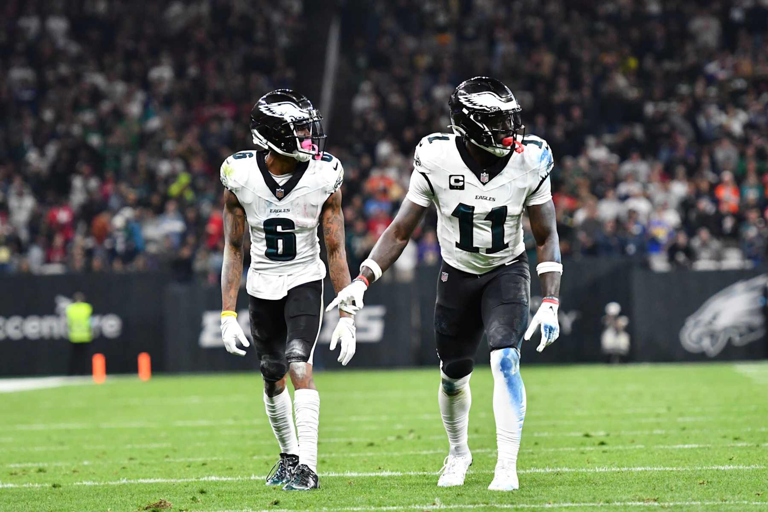 Eagles WRs DeVonta Smith and A.J. Brown Eagles WRs DeVonta Smith and A.J. Brown