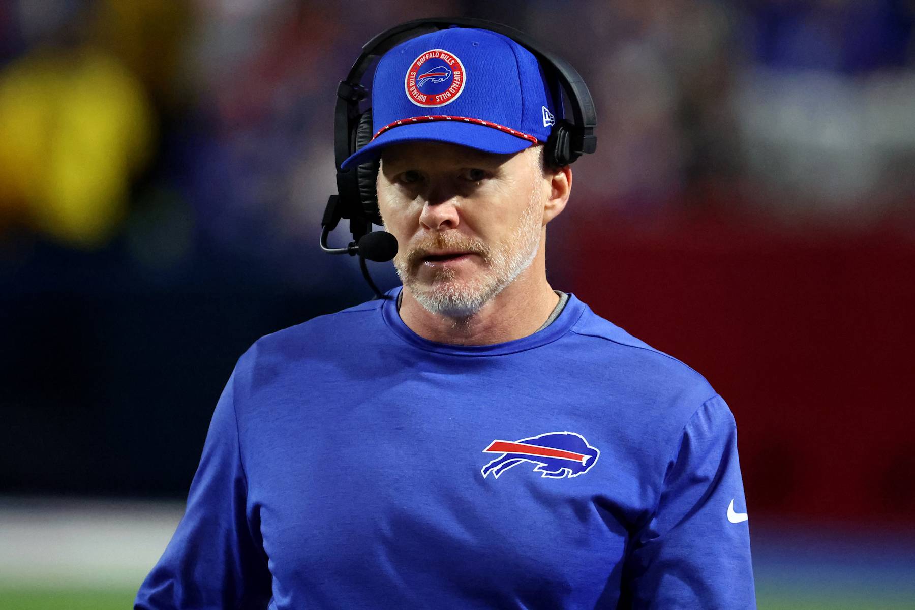 ORCHARD PARK, NEW YORK - SEPTEMBER 23: Head coach Sean McDermott of the Buffalo Bills looks on during the fourth quarter against the Jacksonville Jaguars at Highmark Stadium on September 23, 2024 in Orchard Park, New York. (Photo by Timothy T Ludwig/Getty Images)