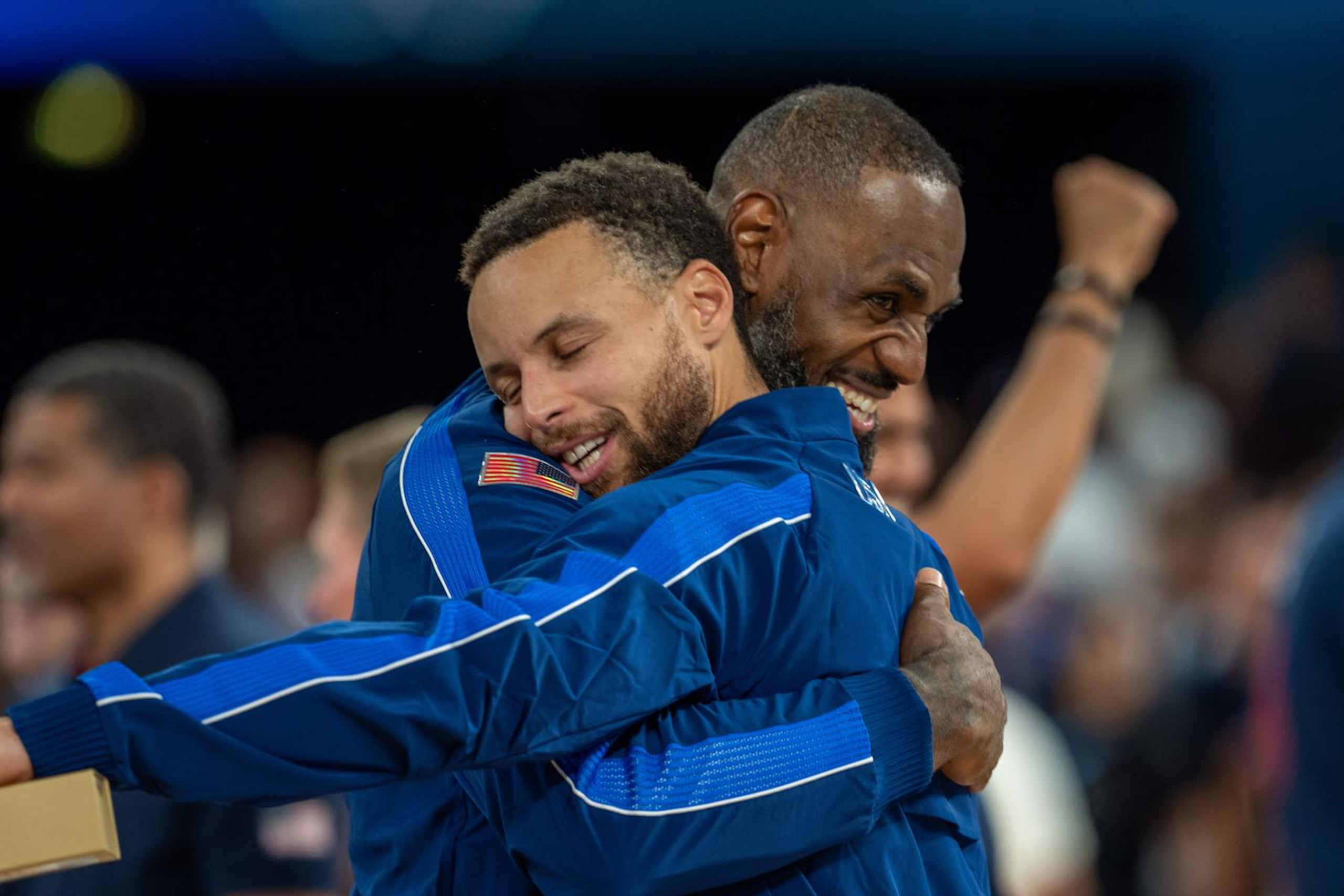 PARIS, FRANCE - AUGUST 10: Players of Team USA celebrate as they win gold medal after defeating France in Men's Gold Medal game on day fifteen of the Olympic Games Paris 2024 at Bercy Arena on August 10, 2024 in Paris, France. (Photo by Aytac Unal/Anadolu via Getty Images) PARIS, FRANCE - AUGUST 10: Players of Team USA celebrate as they win gold medal after defeating France in Men's Gold Medal game on day fifteen of the Olympic Games Paris 2024 at Bercy Arena on August 10, 2024 in Paris, France. (Photo by Aytac Unal/Anadolu via Getty Images)