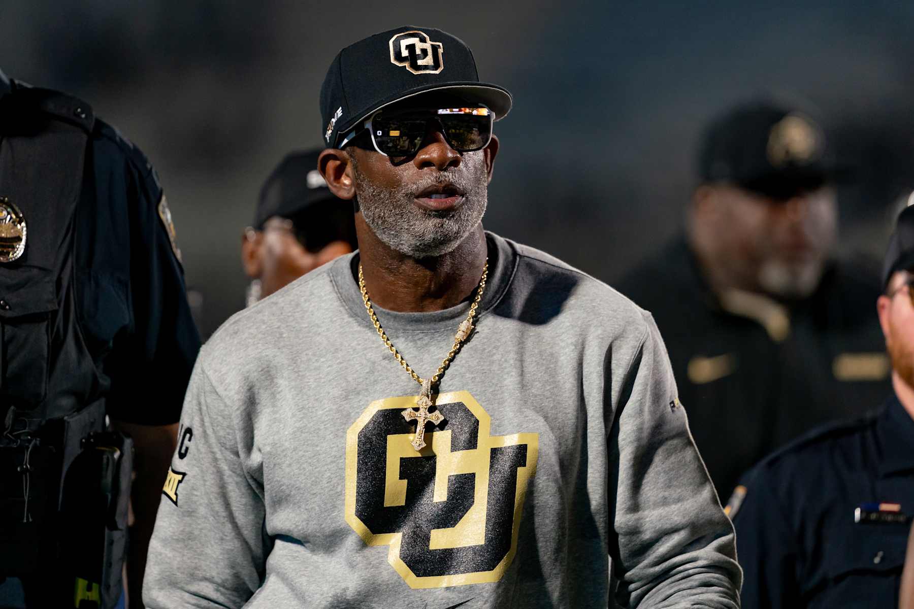 ORLANDO, FL - SEPTEMBER 28:  Colorado Buffaloes head coach Deion Sanders walks off the field after a college football game between the Colorado Buffaloes and the UCF Knights on September 28th, 2024 at FBC Mortgage Stadium in Orlando, FL. (Photo by Chris Leduc/Icon Sportswire via Getty Images)