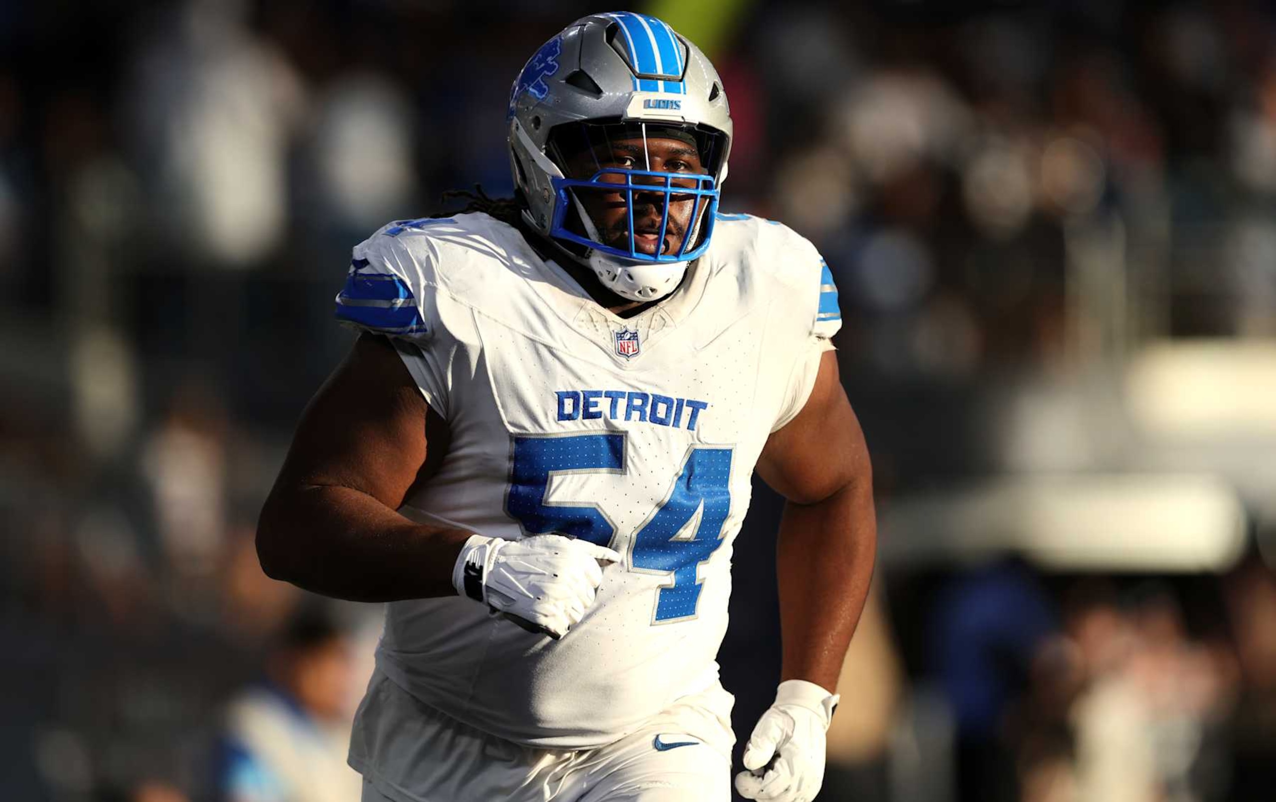 ARLINGTON, TEXAS - OCTOBER 13: Alim McNeill #54 of the Detroit Lions runs to the sidelines during the game against the Dallas Cowboys at AT&T Stadium on October 13, 2024 in Arlington, Texas. (Photo by Ron Jenkins/Getty Images)