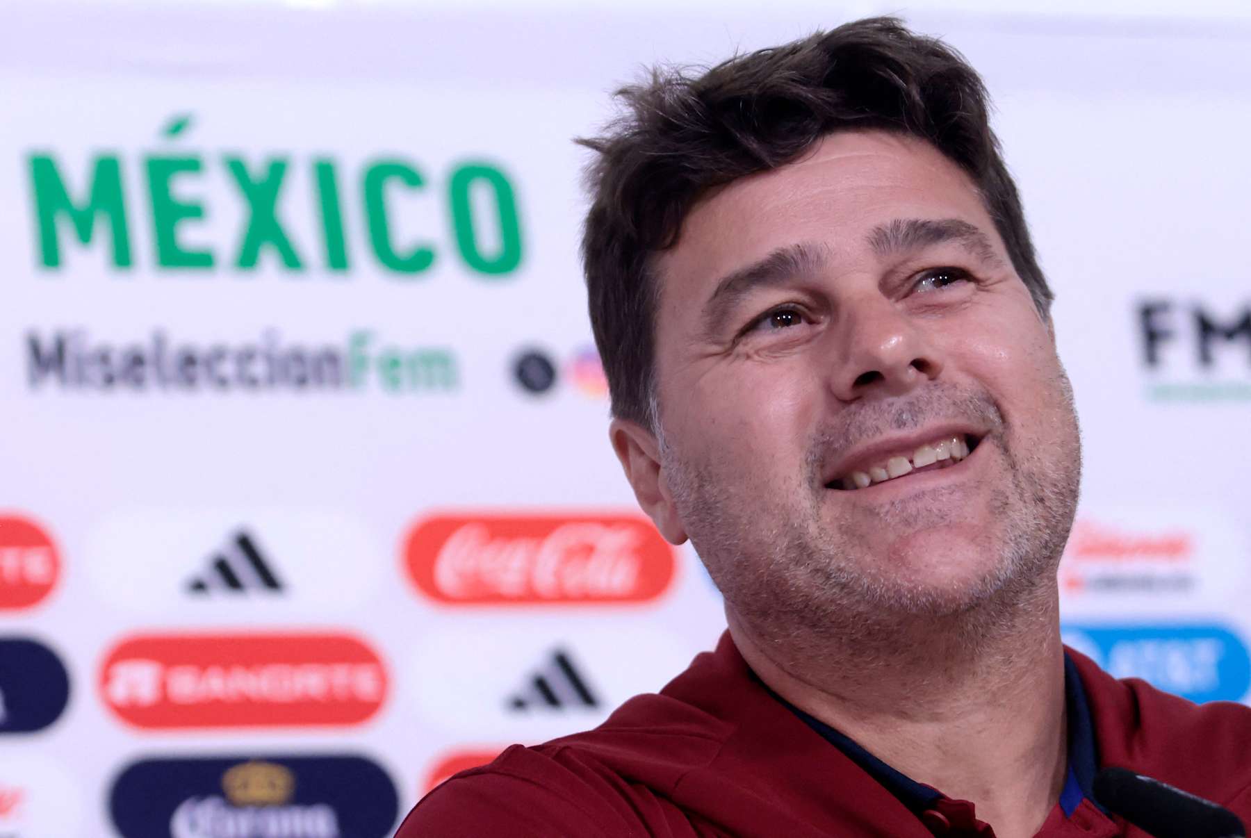 US coach Argentine Mauricio Pochettino gestures during a press conference at the Akron Stadium in Zapopan, Jalisco state, Mexico, on October 14, 2024, ahead of the friendly football match between Mexico and the US. (Photo by ULISES RUIZ / AFP) (Photo by ULISES RUIZ/AFP via Getty Images)