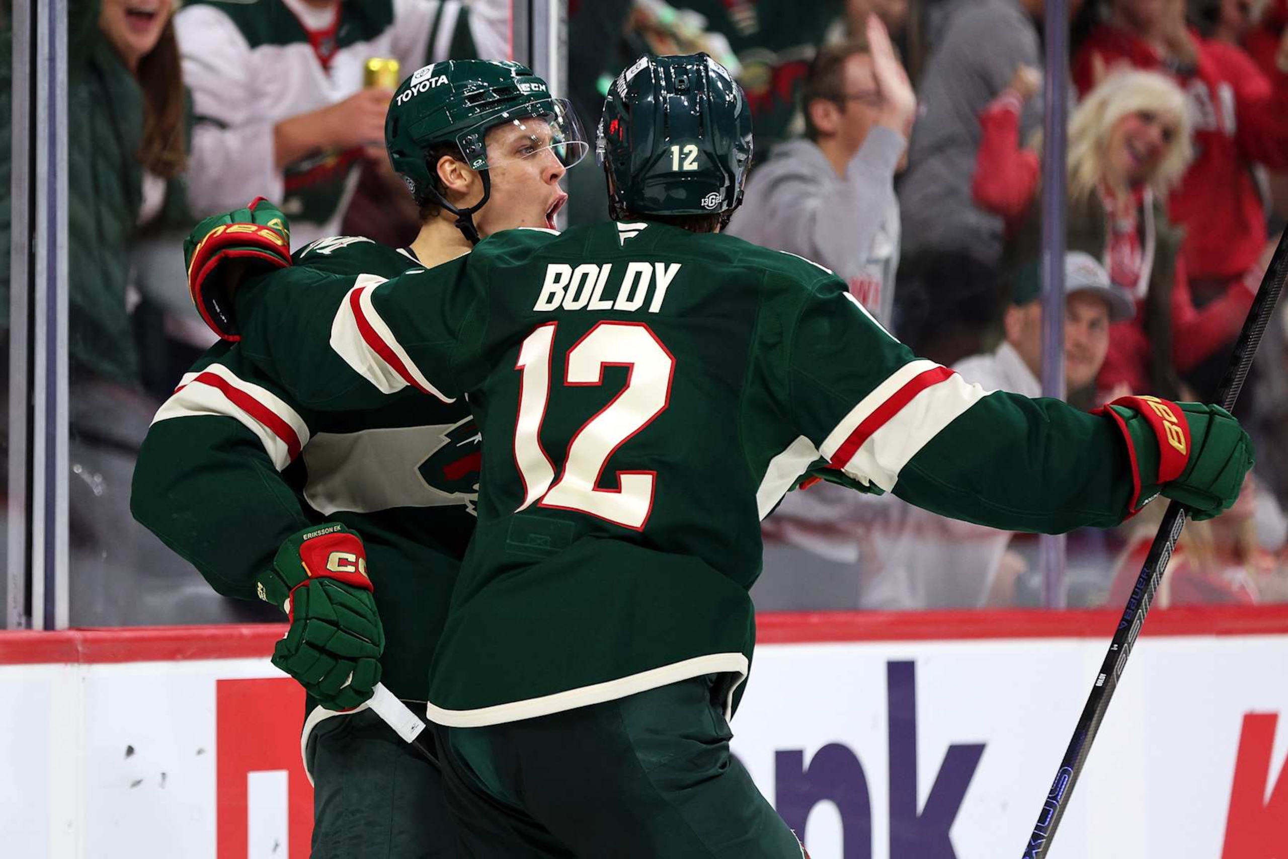 Joel Eriksson Ek and Matt Boldy. 