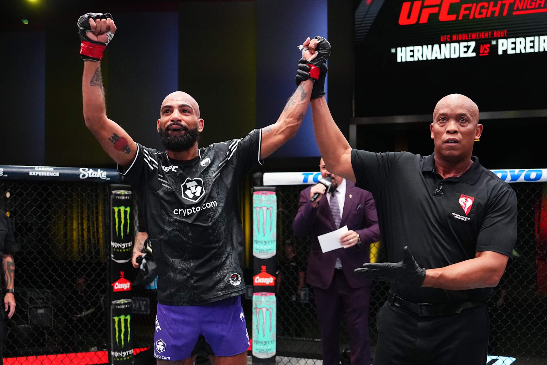 LAS VEGAS, NEVADA - OCTOBER 19: Charles Johnson reacts after a victory against Sumudaerji of China in a flyweight fight during the UFC Fight Night event at UFC APEX on October 19, 2024 in Las Vegas, Nevada. (Photo by Jeff Bottari/Zuffa LLC)