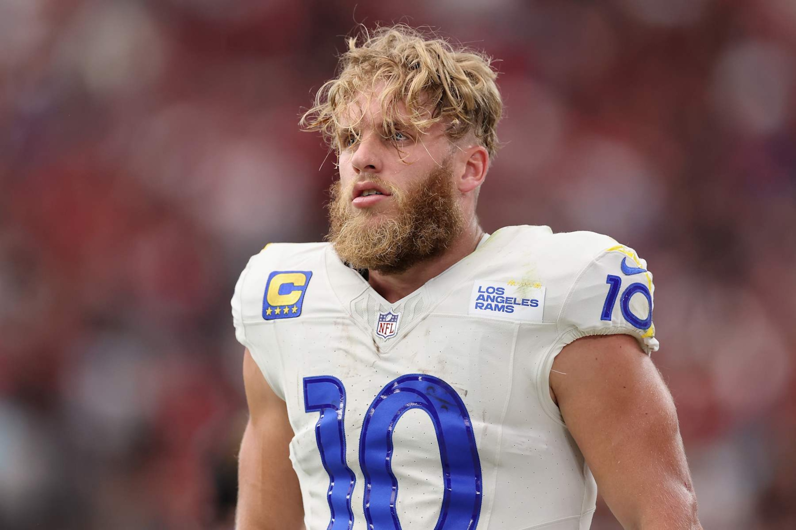 GLENDALE, ARIZONA - SEPTEMBER 15: Wide receiver Cooper Kupp #10 of the Los Angeles Rams during the NFL game at State Farm Stadium on September 15, 2024 in Glendale, Arizona. The Cardinals defeated the Rams 41-10. (Photo by Christian Petersen/Getty Images) GLENDALE, ARIZONA - SEPTEMBER 15: Wide receiver Cooper Kupp #10 of the Los Angeles Rams during the NFL game at State Farm Stadium on September 15, 2024 in Glendale, Arizona. The Cardinals defeated the Rams 41-10. (Photo by Christian Petersen/Getty Images)