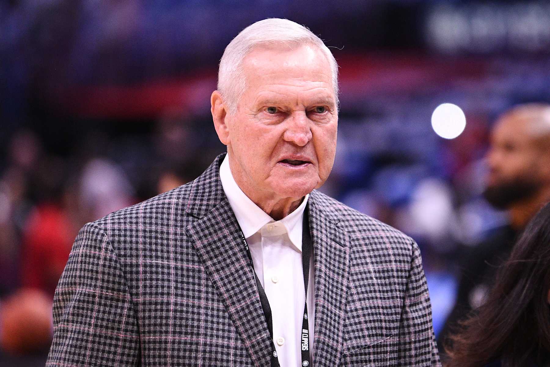 LOS ANGELES, CA - OCTOBER 23: Jerry West looks on before a NBA game between the Phoenix Suns and the Los Angeles Clippers on October 23, 2022 at Crypto.com Arena in Los Angeles, CA. (Photo by Brian Rothmuller/Icon Sportswire via Getty Images)