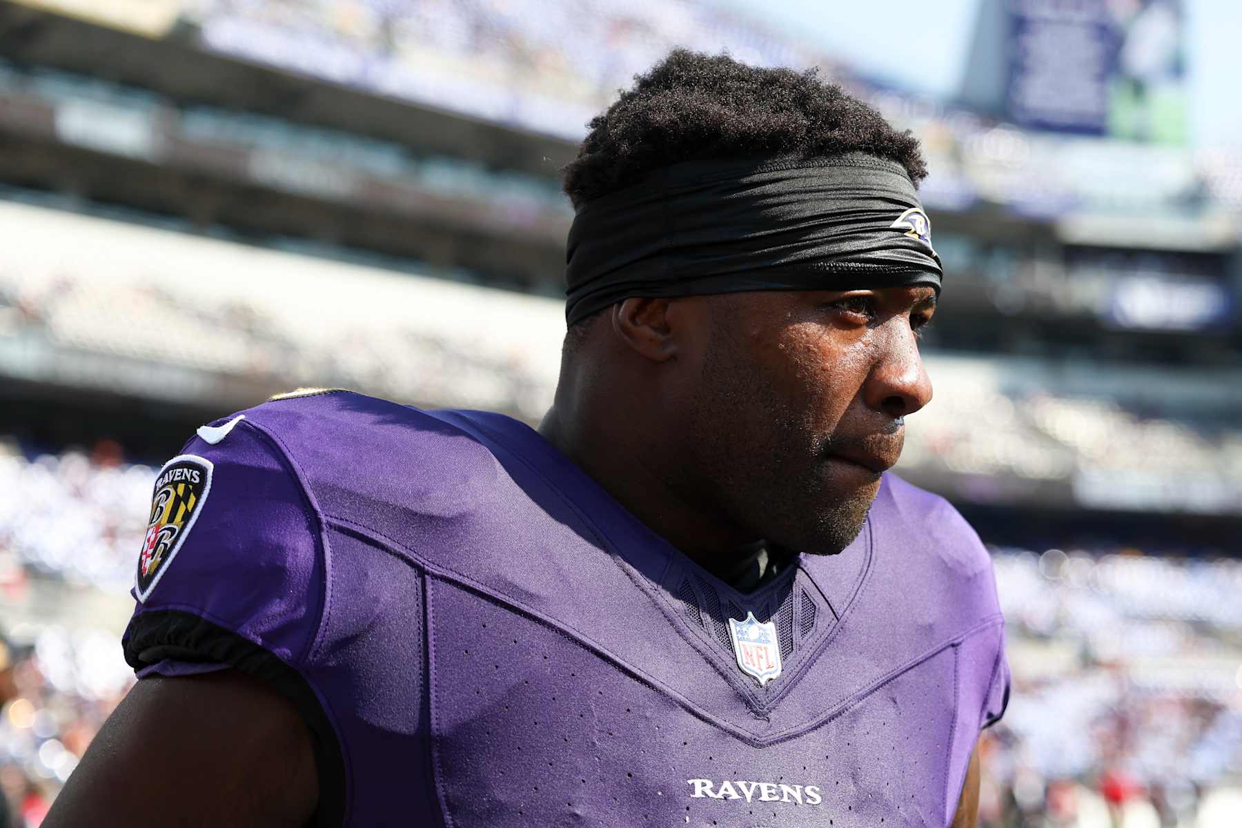BALTIMORE, MARYLAND - OCTOBER 13: Roquan Smith #0 of the Baltimore Ravens stands on the field prior to a game against the Washington Commanders at M&T Bank Stadium on October 13, 2024 in Baltimore, Maryland. The Ravens defeated the Commanders 30-23. (Photo by Kara Durrette/Getty Images)