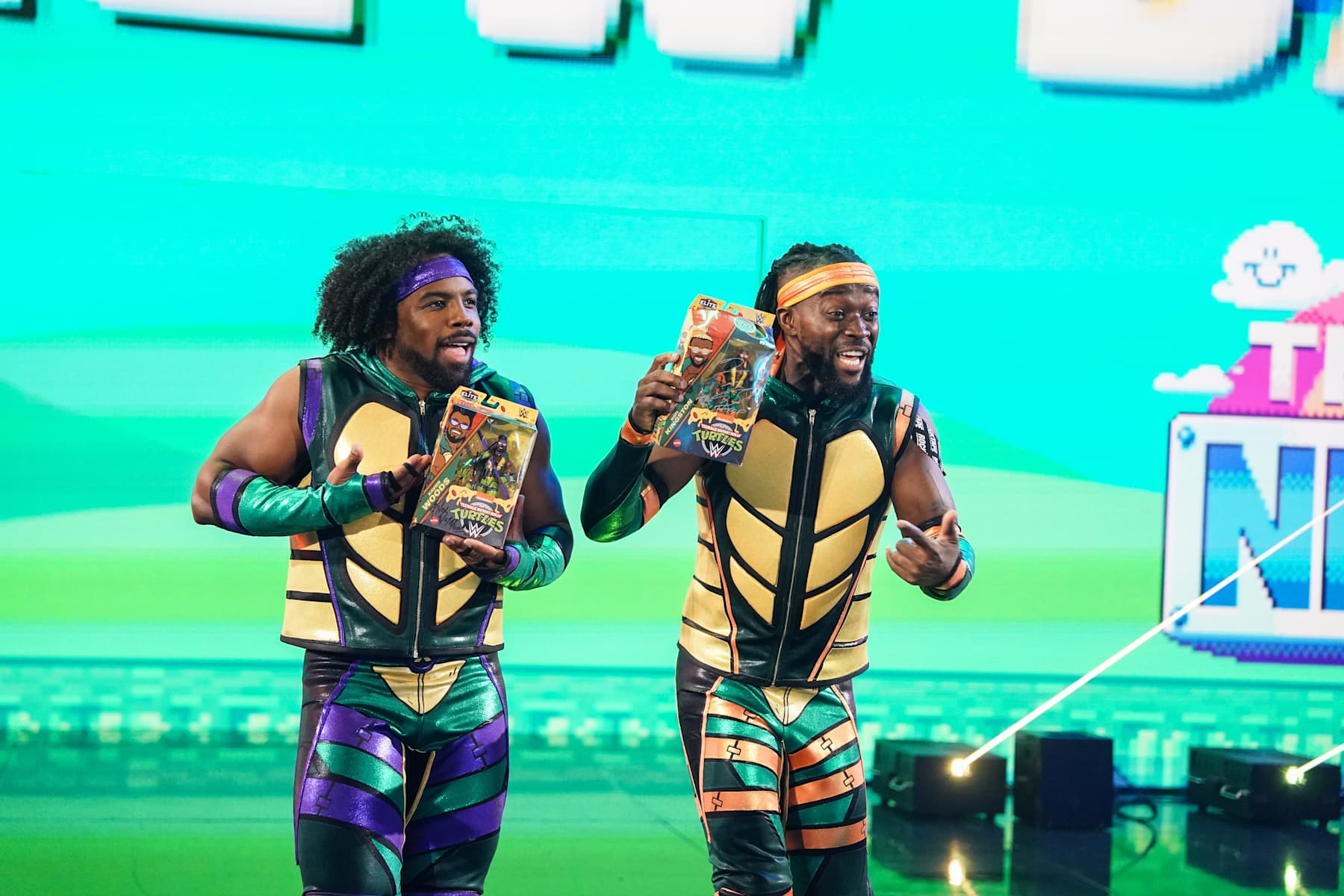 BALTIMORE, MARYLAND - AUGUST 5: Xavier Woods and Kofi Kingston of The New Day make their way to the ring during Monday Night RAW at CFG Bank Arena on August 5, 2024 in Baltimore, Maryland. (Photo by WWE/Getty Images)